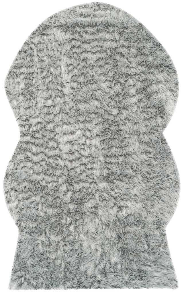 Faux Sheepskin Pelt Light Gray Area Rug - Image 2