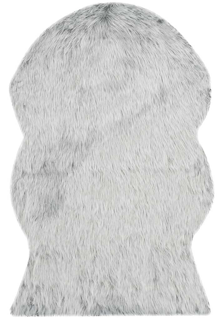 Faux Sheepskin Pelt Light Gray Area Rug - Image 3