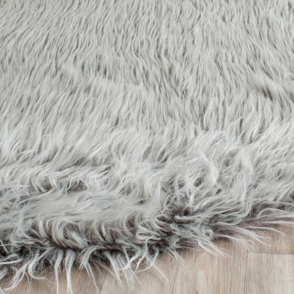 Faux Sheepskin Pelt Light Gray Area Rug - Image 4
