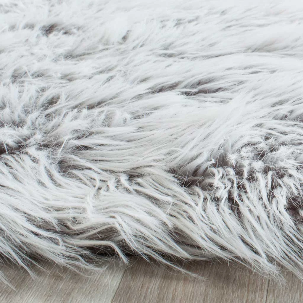 Faux Sheepskin Pelt Light Gray Area Rug - Image 5