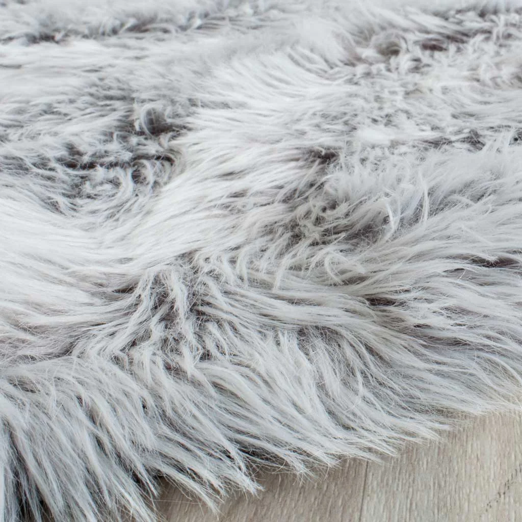 Faux Sheepskin Pelt Light Gray Runner Rug - Image 2