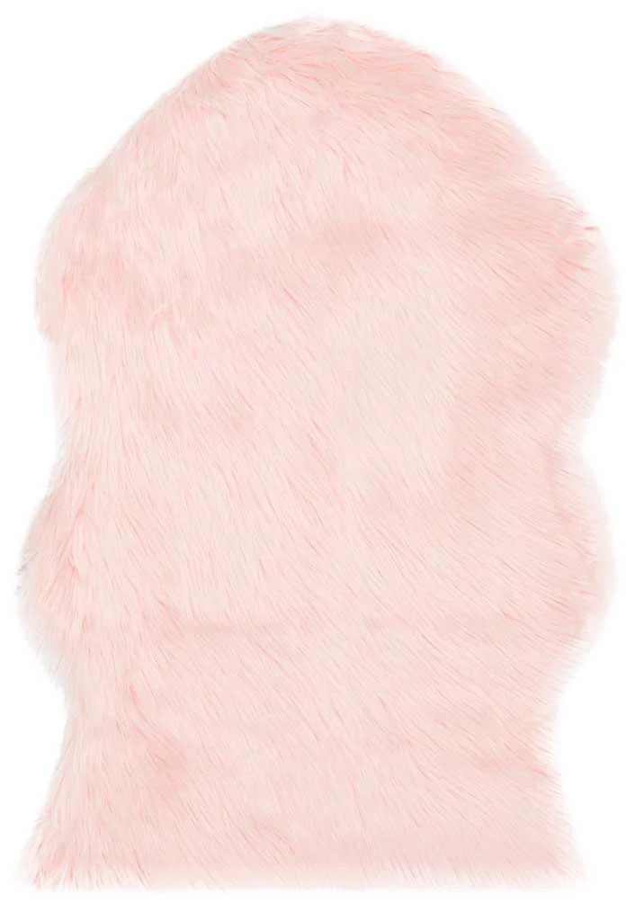 Faux Sheepskin Pelt Pink Area Rug - Image 3