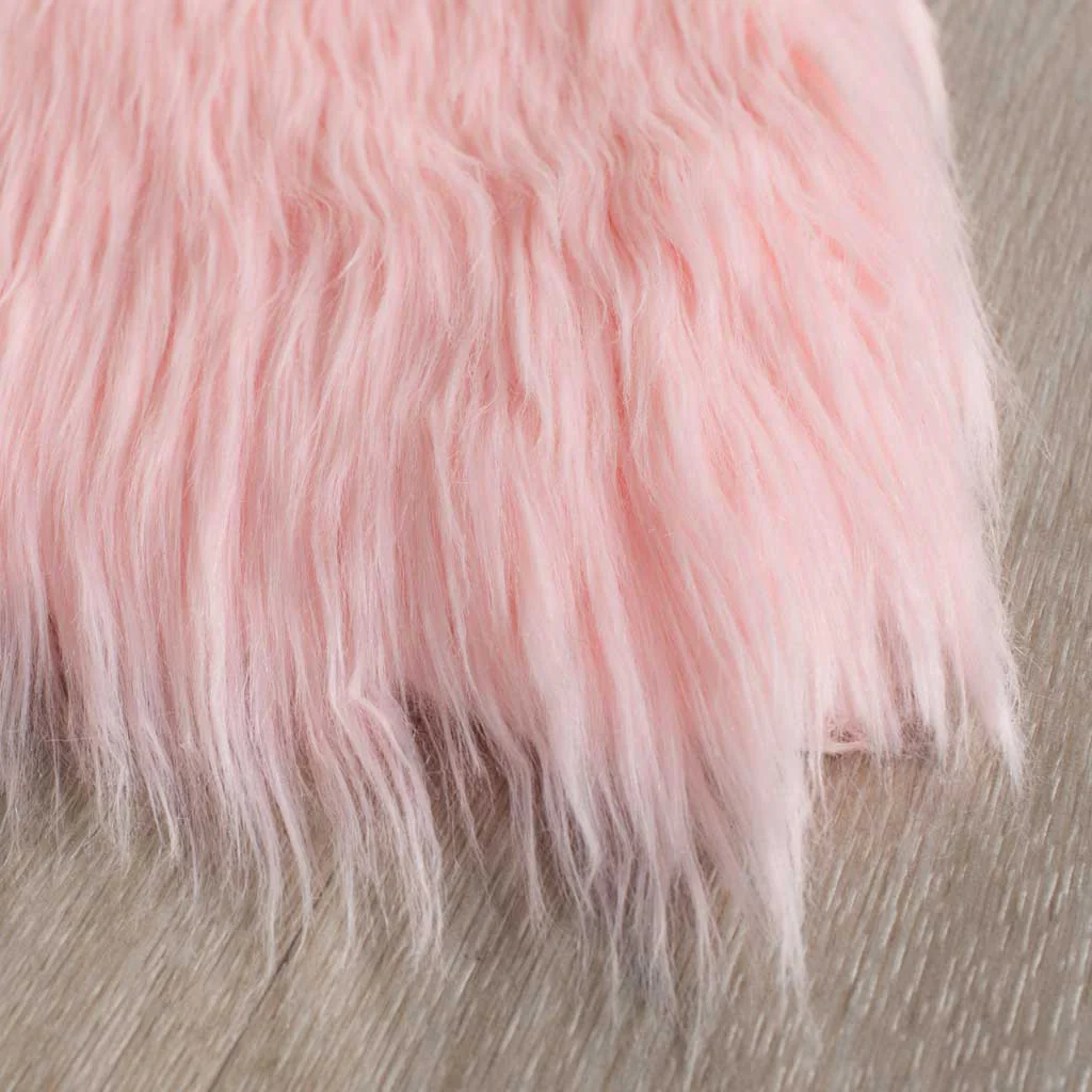 Faux Sheepskin Pelt Pink Area Rug - Image 4