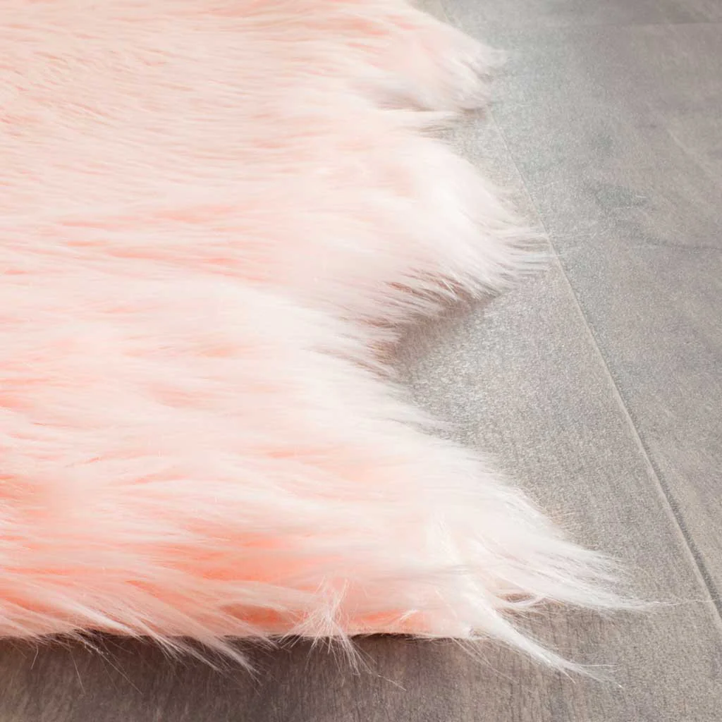 Faux Sheepskin Pelt Pink Area Rug - Image 5