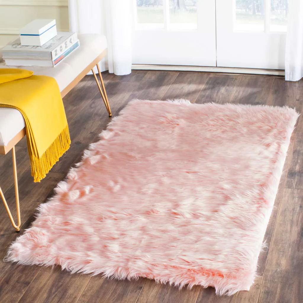 Faux Sheepskin Pink Area Rug - Image 3