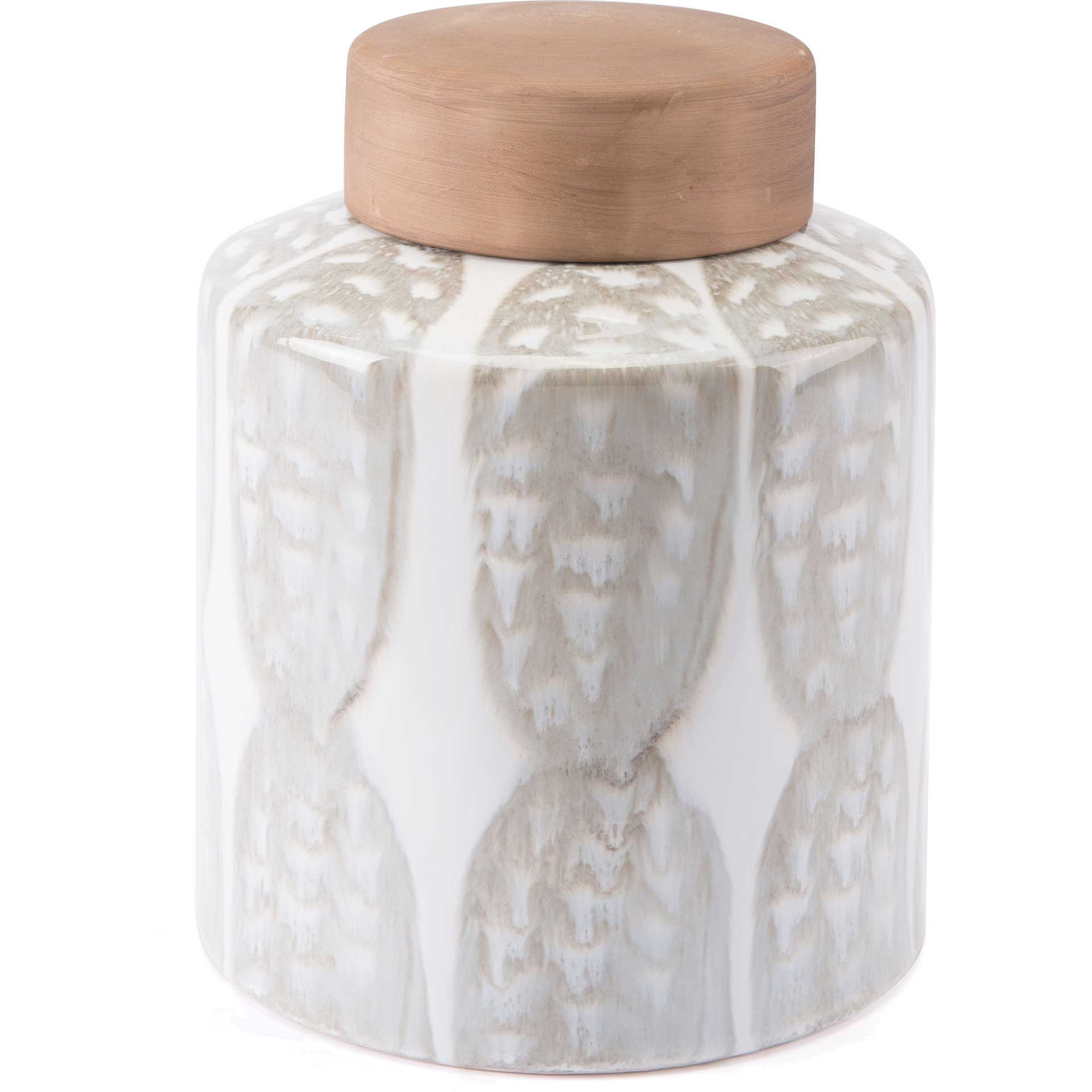 Feather Covered Jar Ivory/Sage Green - Image 2