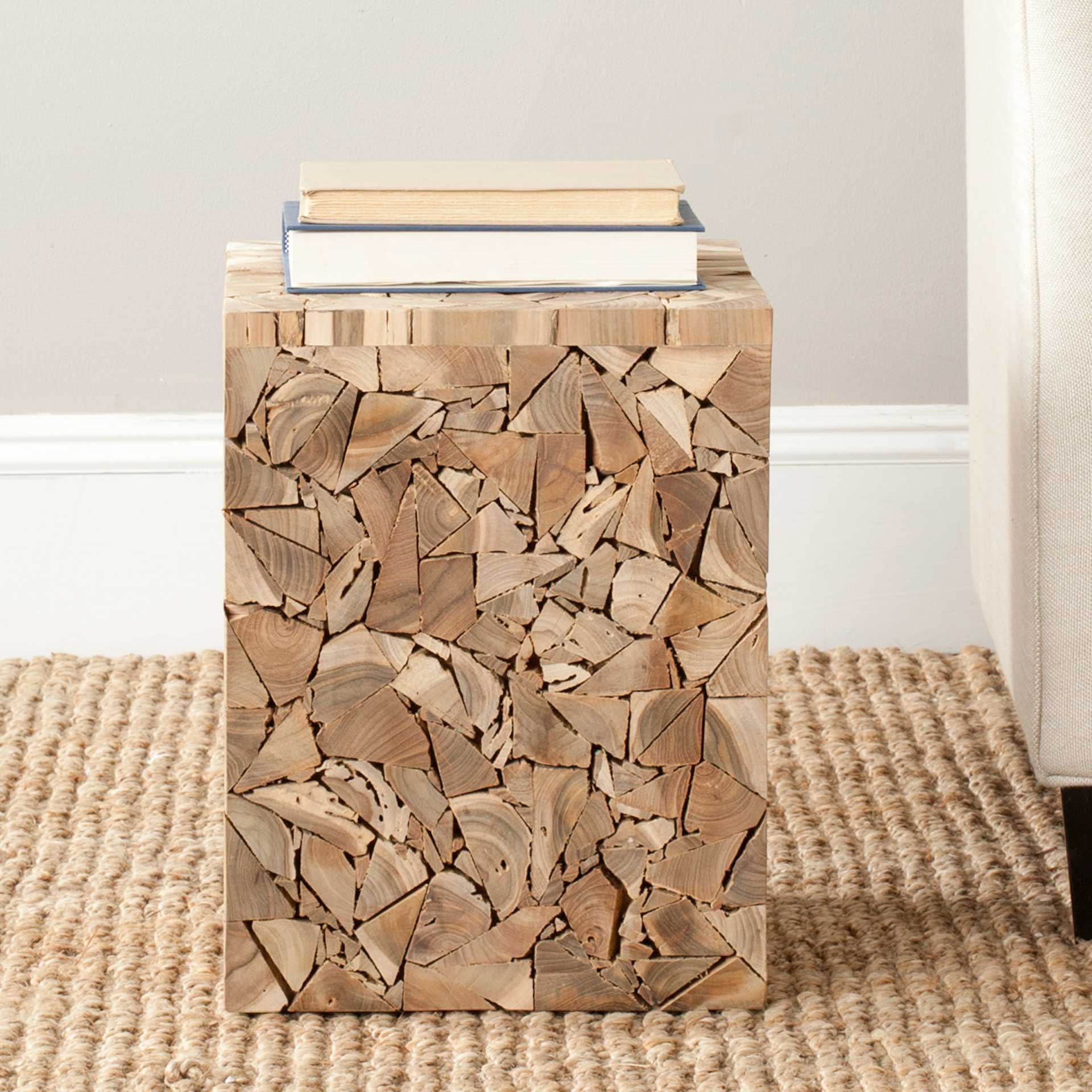 Felix Grayes Teak Square Stool Medium Oak - Image 4