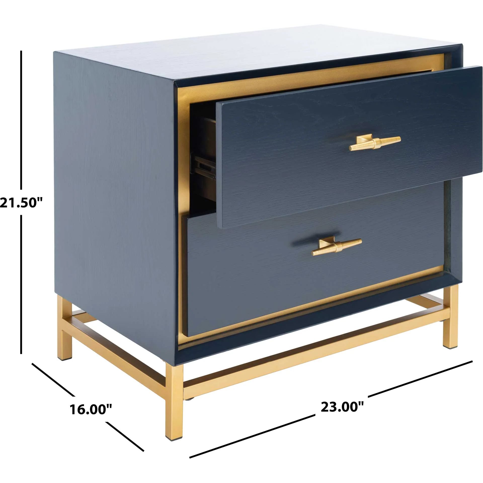 Femi 2 Drawer Nightstand Teal/Brass - Image 10
