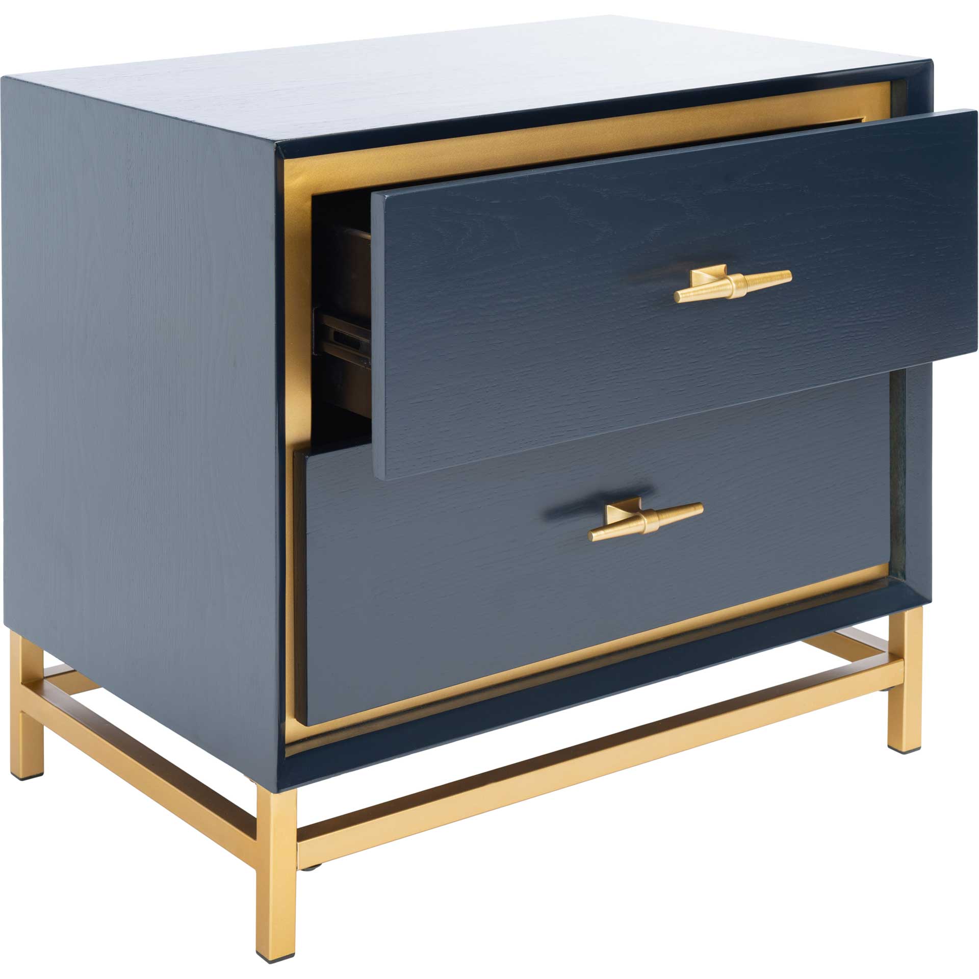 Femi 2 Drawer Nightstand Teal/Brass - Image 2