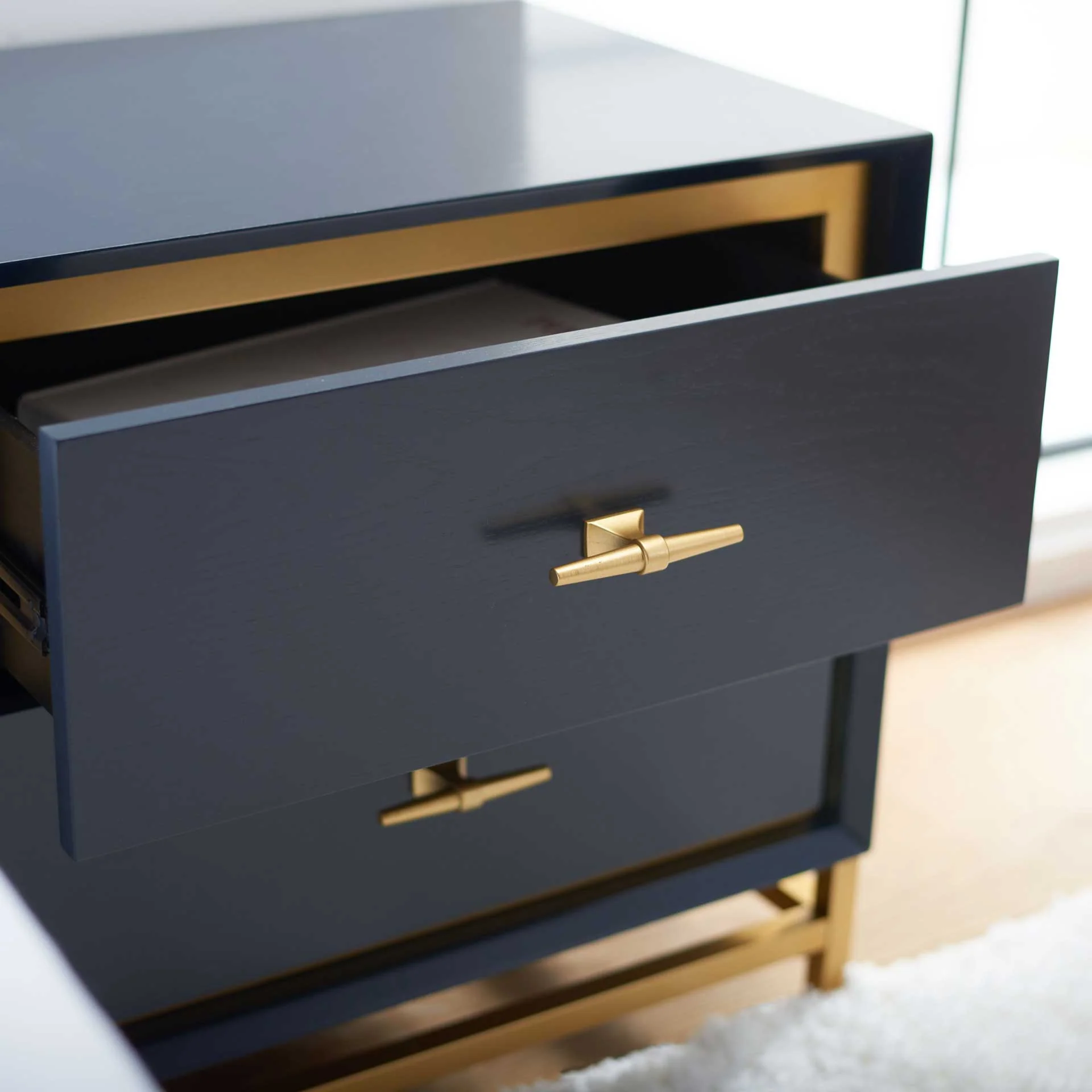Femi 2 Drawer Nightstand Teal/Brass - Image 8