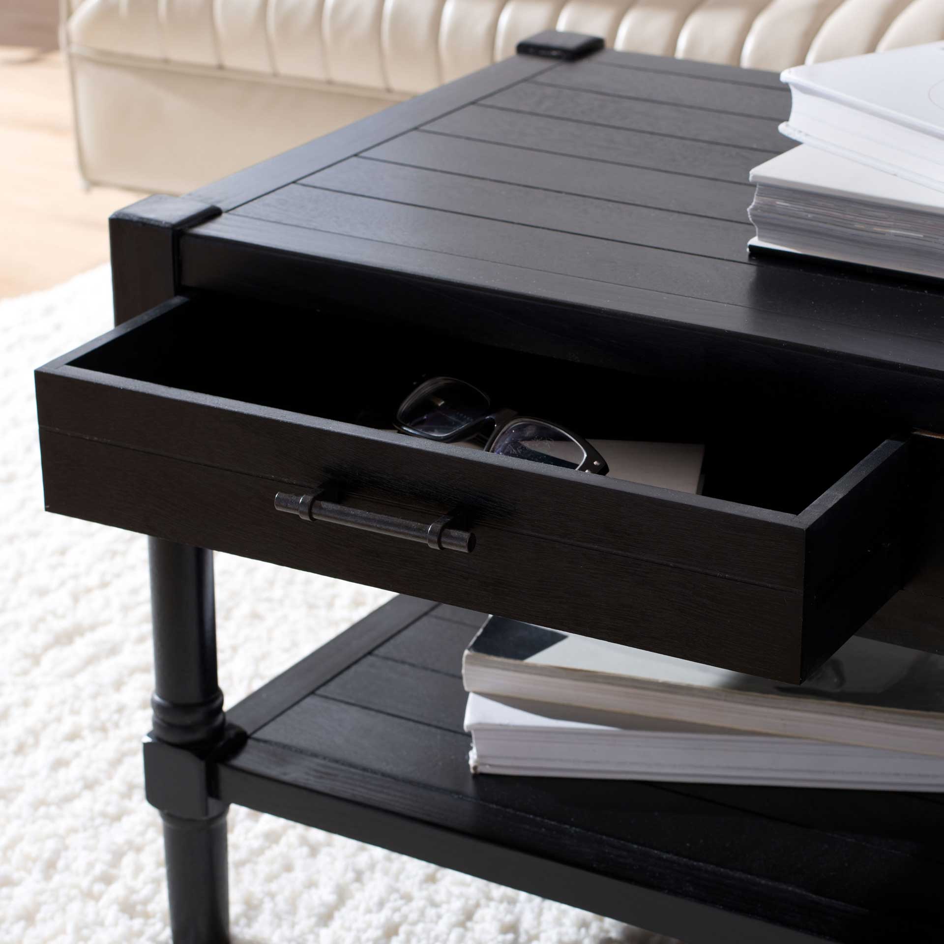 Fidelma 2 Drawer Coffee Table Black - Image 7