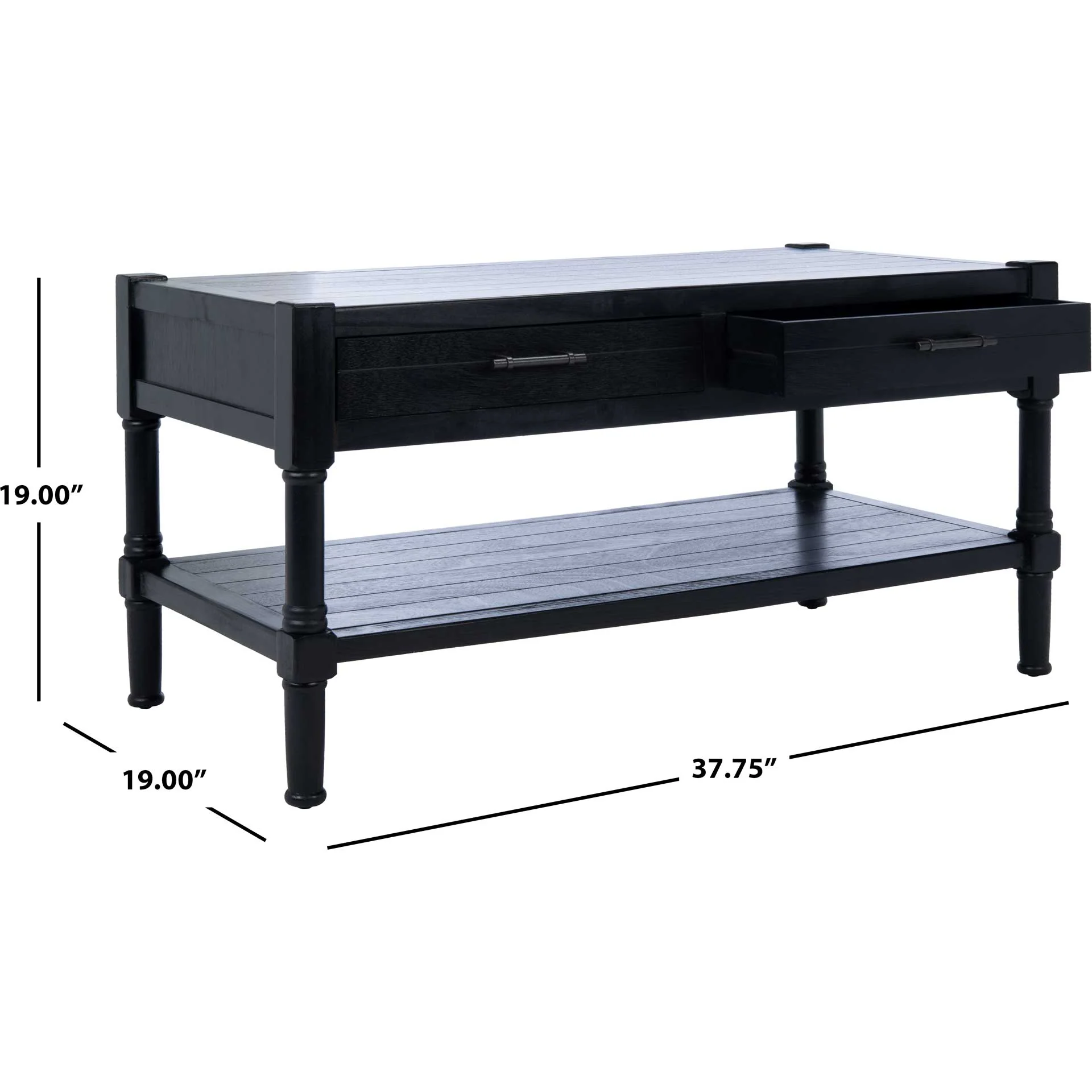 Fidelma 2 Drawer Coffee Table Black - Image 9