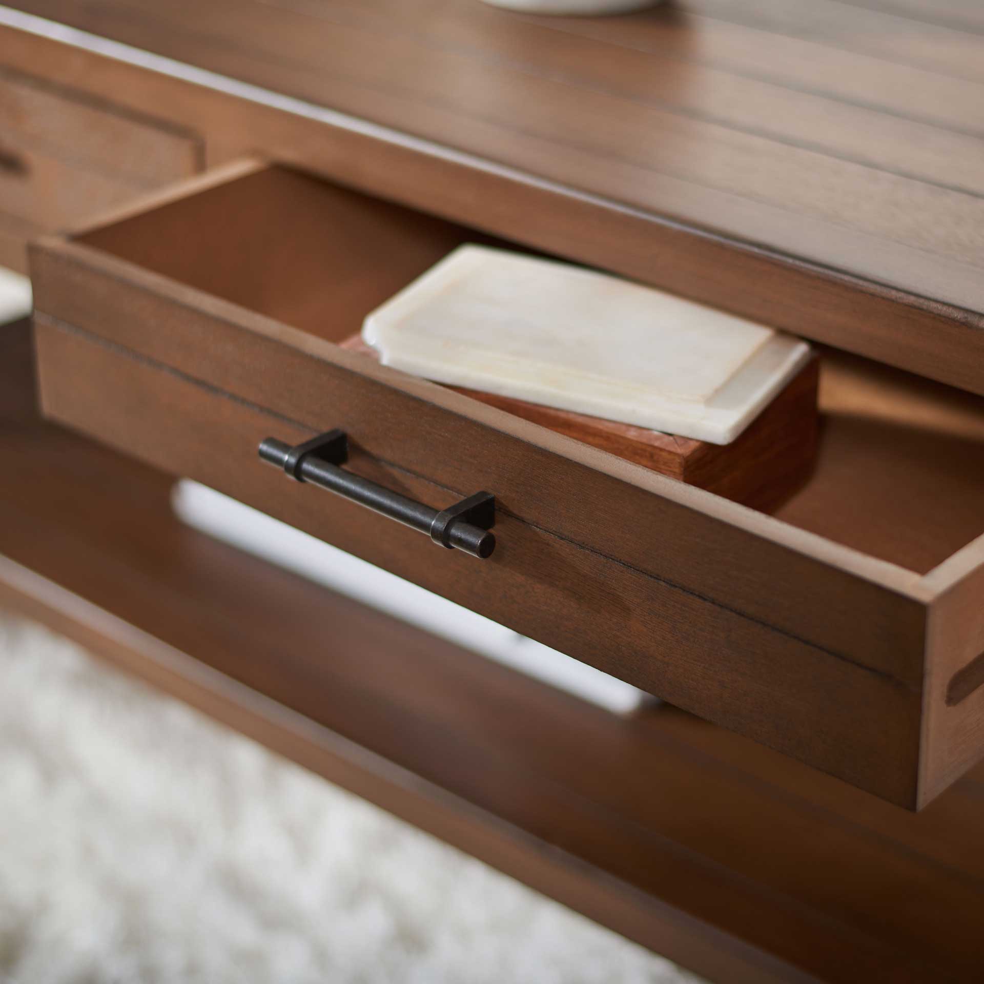 Fidelma 2 Drawer Coffee Table Brown - Image 6