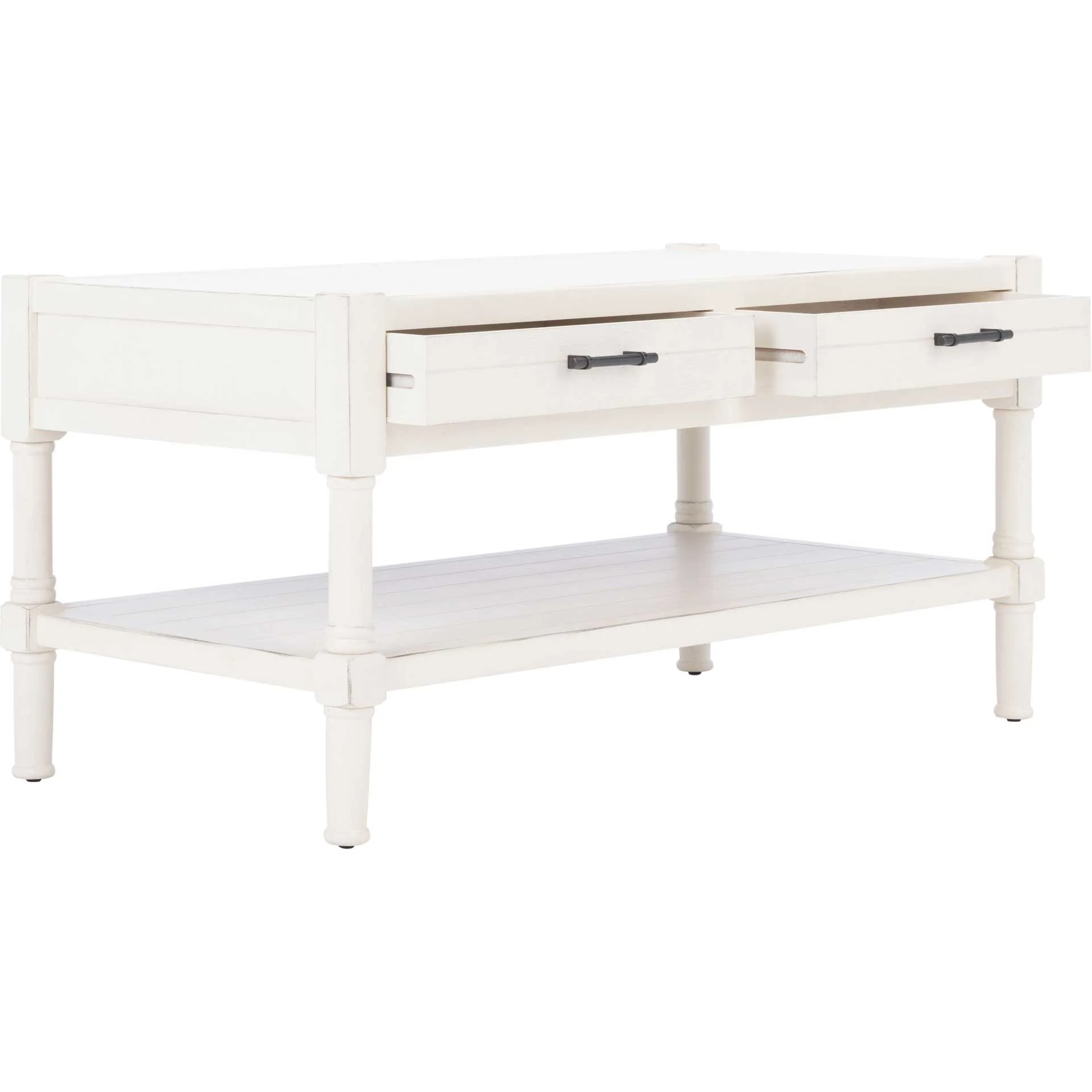 Fidelma 2 Drawer Coffee Table Distressed White - Image 2