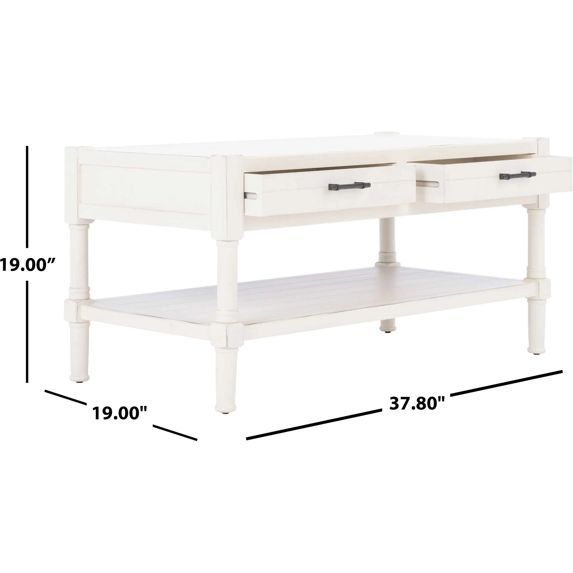 Fidelma 2 Drawer Coffee Table Distressed White - Image 8