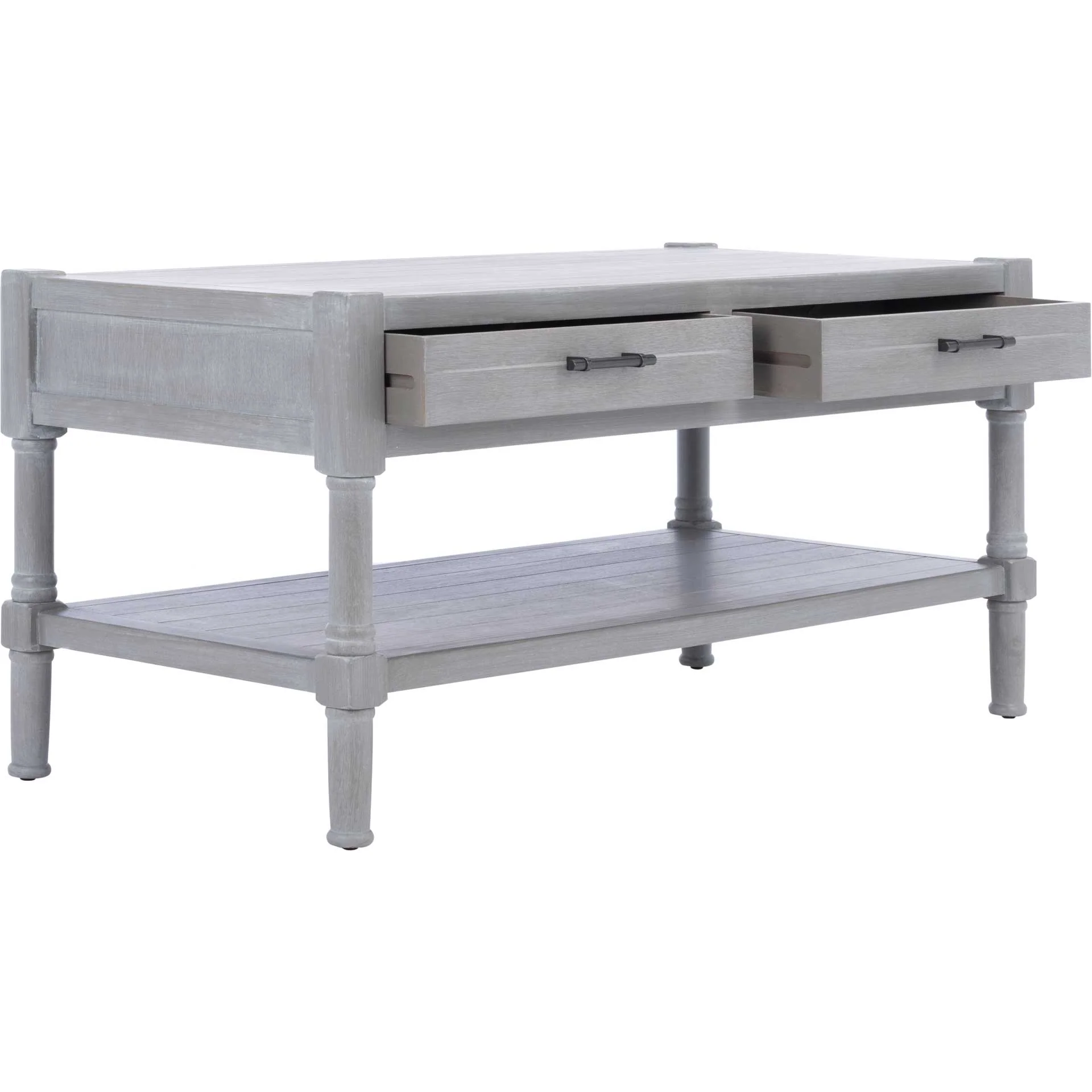 Fidelma 2 Drawer Coffee Table White Washed Gray - Image 2