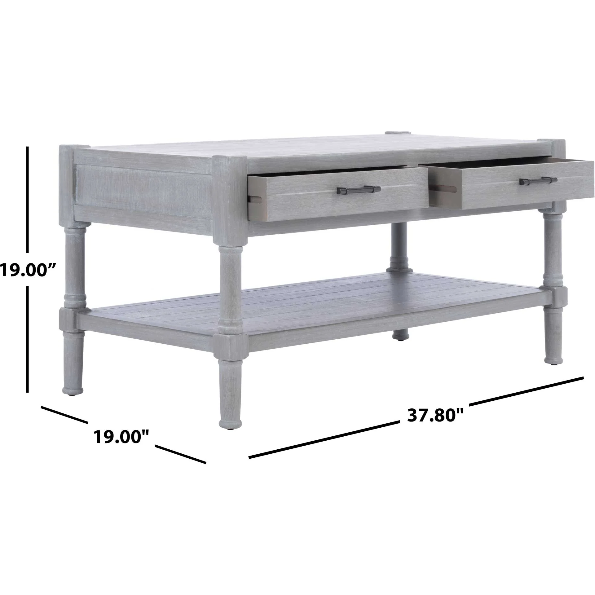 Fidelma 2 Drawer Coffee Table White Washed Gray - Image 8