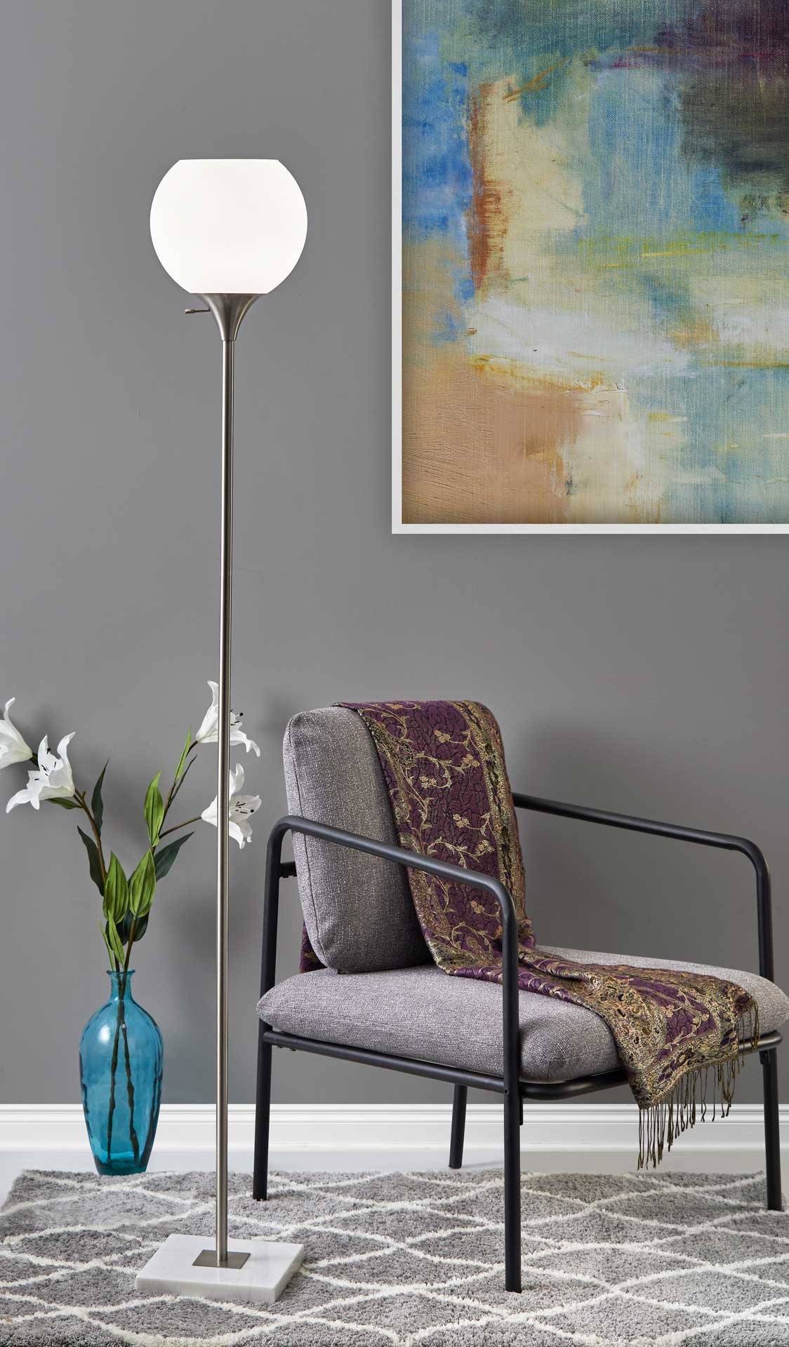 Fife Torchiere Brushed Steel - Image 7