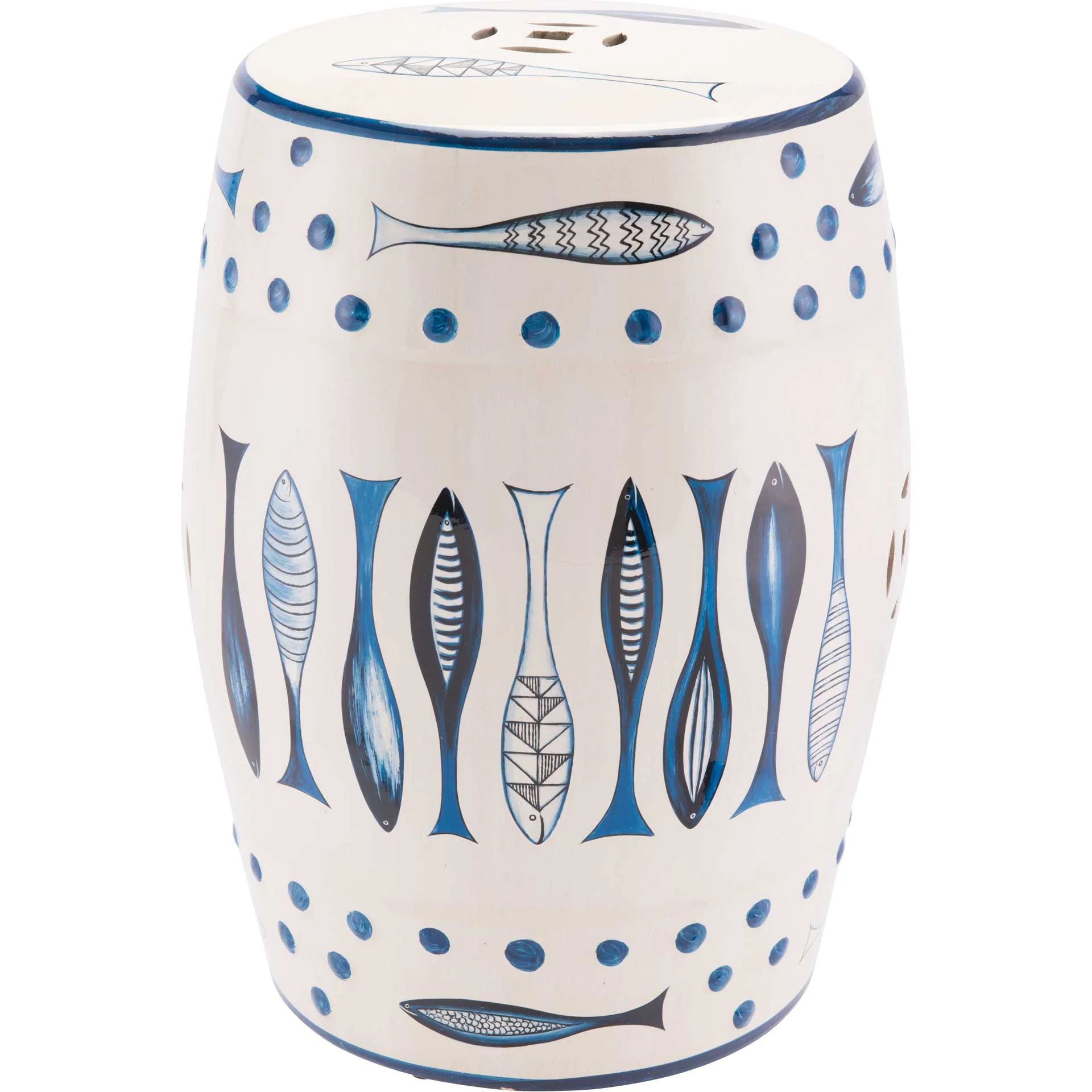 Fish Garden Seat White/Blue - Image 2