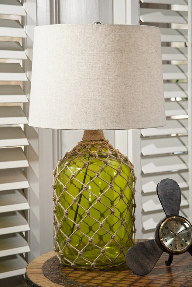 Flagler Green Glass w/ Jute Table Lamp - Image 2