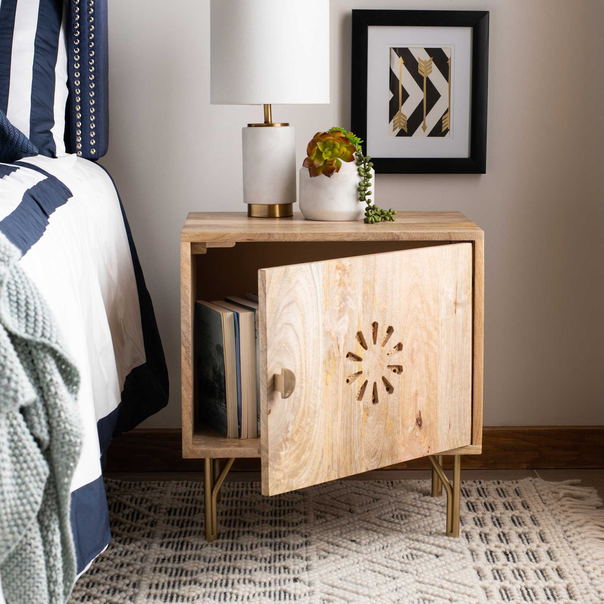Flannery Nightstand Natural/Brass - Image 10