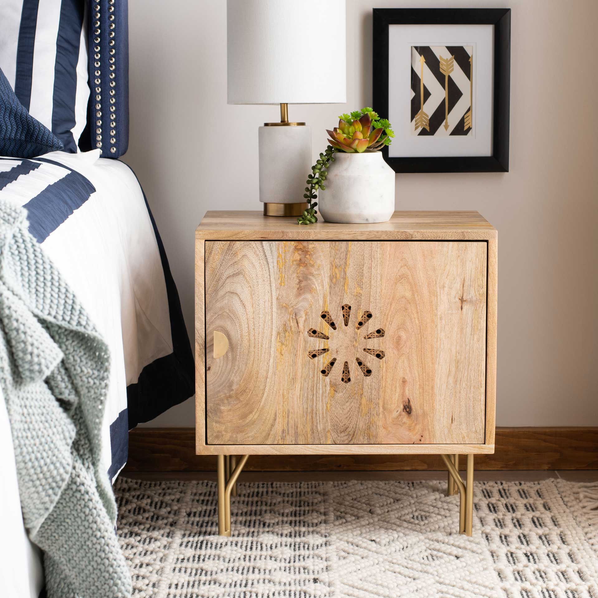 Flannery Nightstand Natural/Brass - Image 9