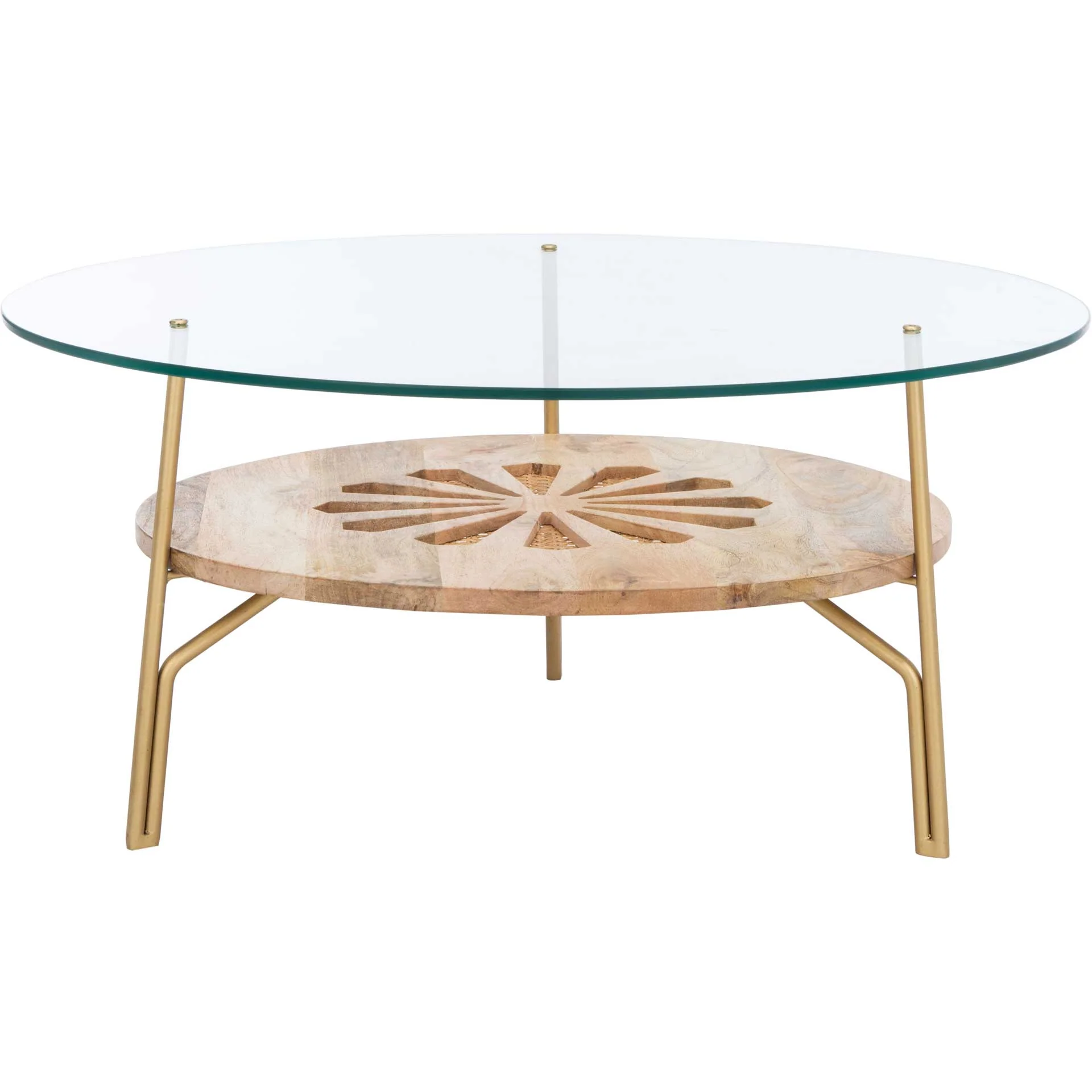 Flannery Round Coffee Table Natural/Brass - Image 2