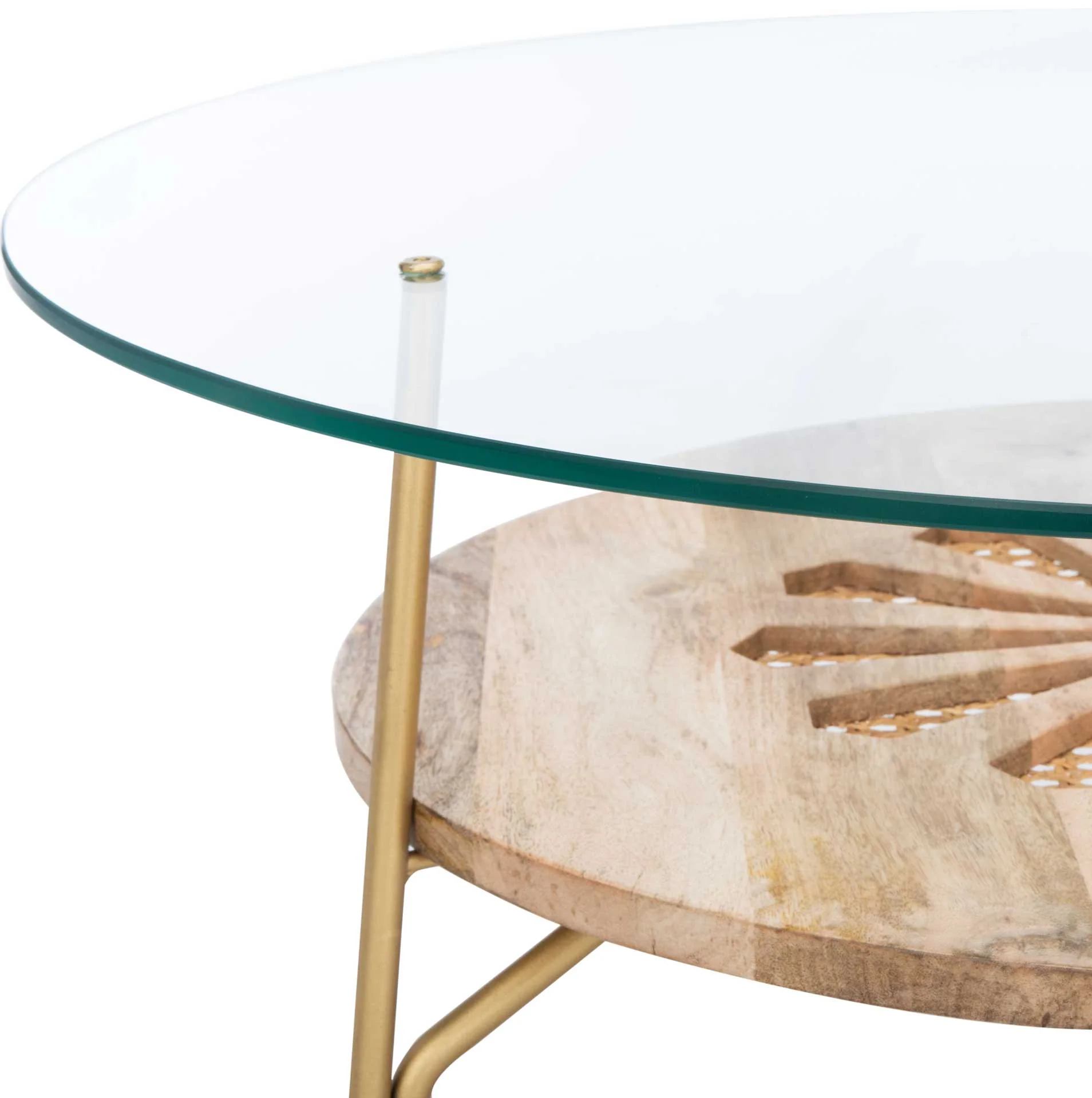 Flannery Round Coffee Table Natural/Brass - Image 4