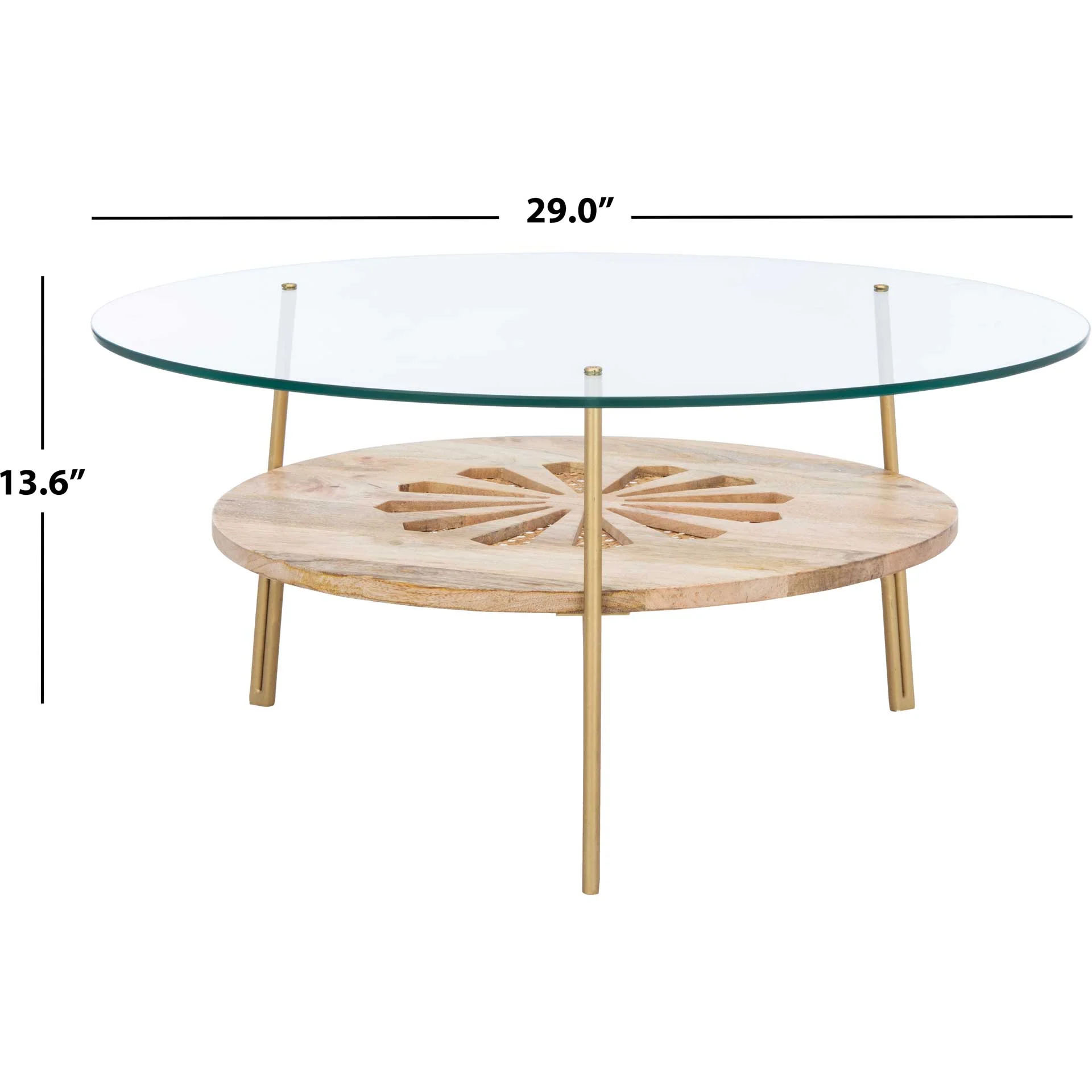 Flannery Round Coffee Table Natural/Brass - Image 7