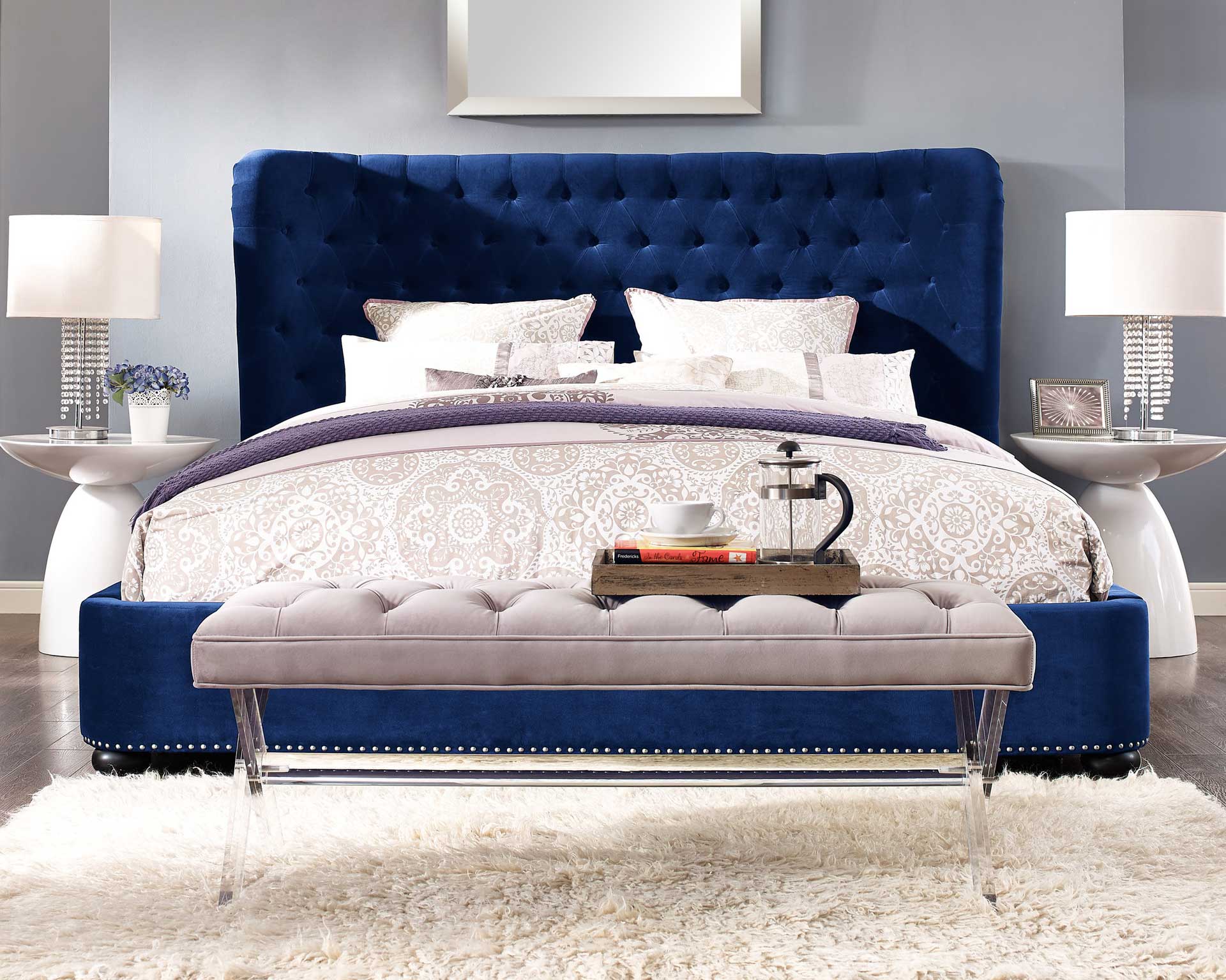 Fletcher Velvet Bed Blue - Image 9