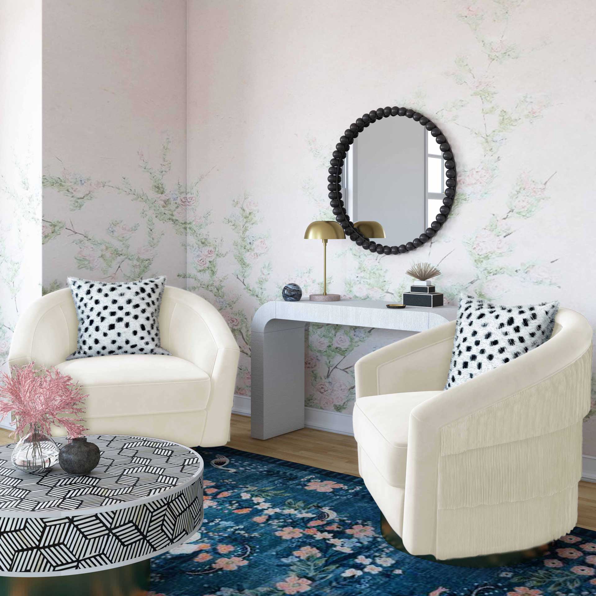 Fleur Swivel Chair Cream - Image 7