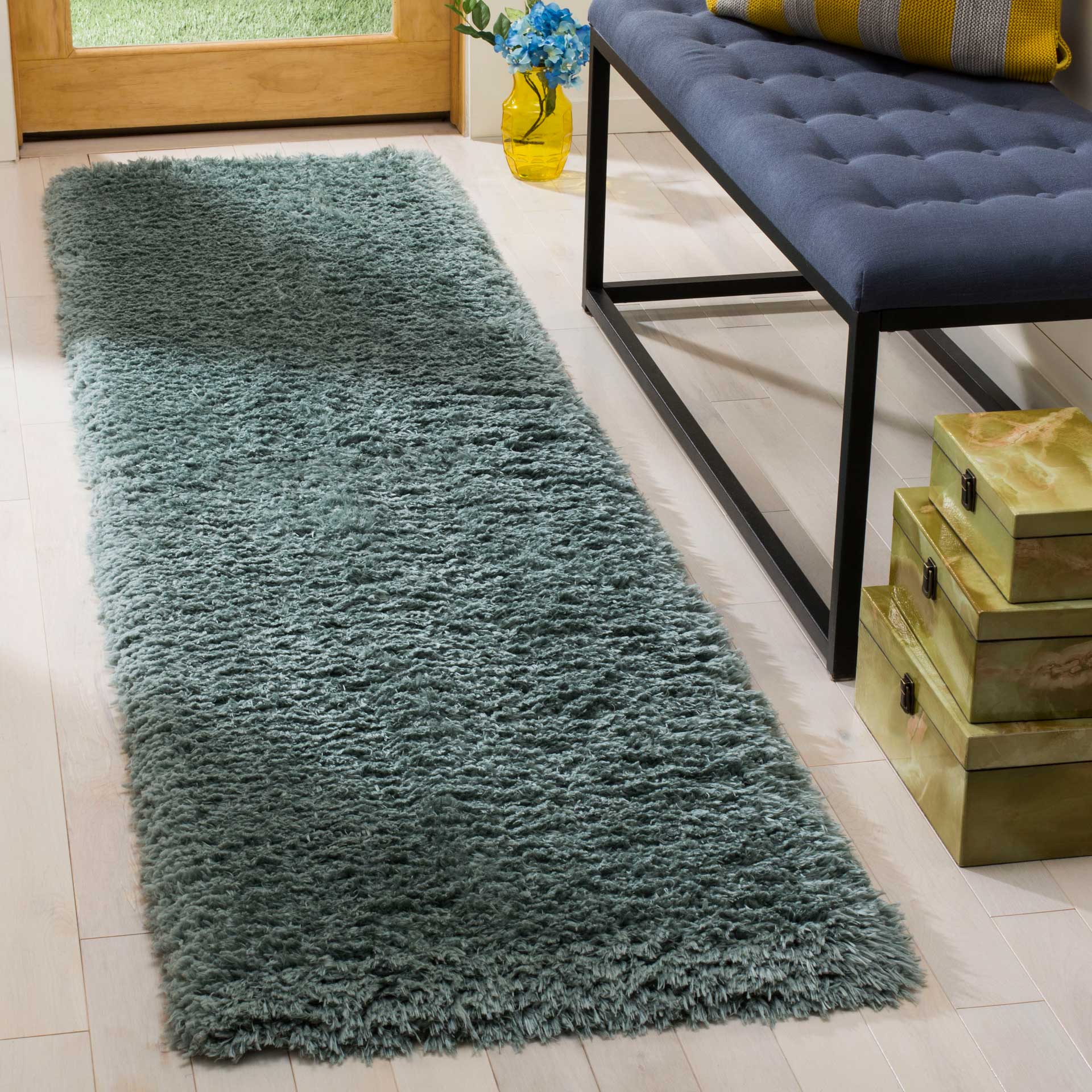 Flokati Shag Blue Runner Rug - Image 2