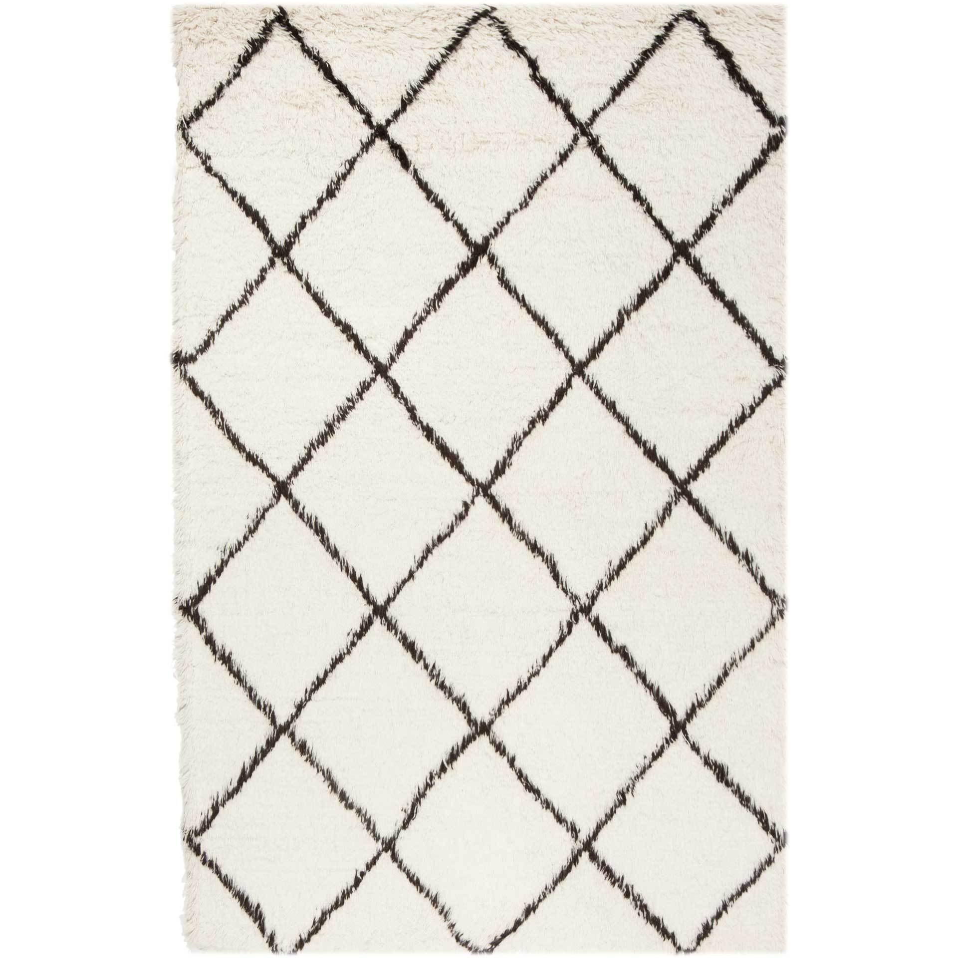 Flokati Shag Ivory/Brown Area Rug - Image 2