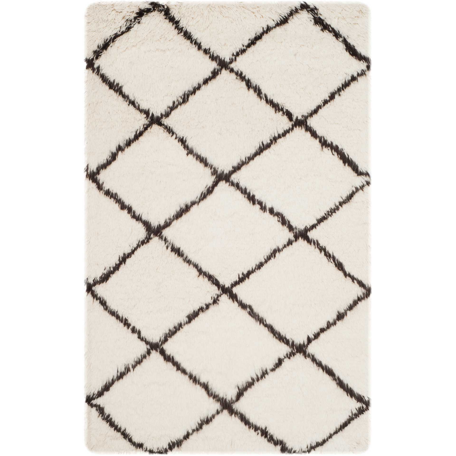 Flokati Shag Ivory/Brown Area Rug - Image 3
