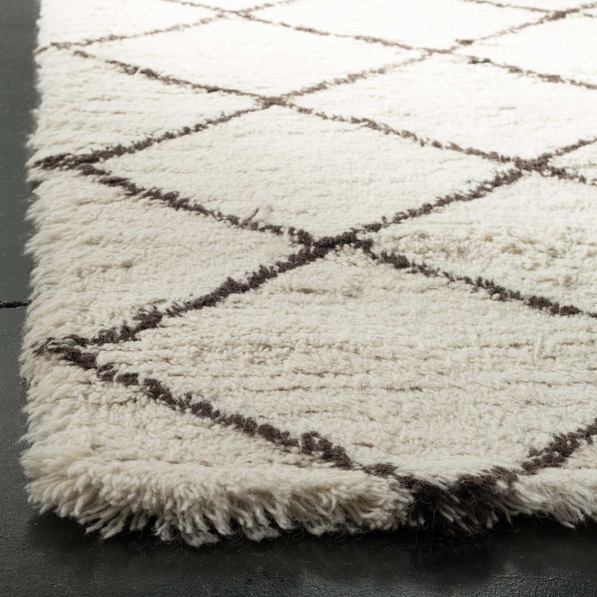 Flokati Shag Ivory/Brown Area Rug - Image 4