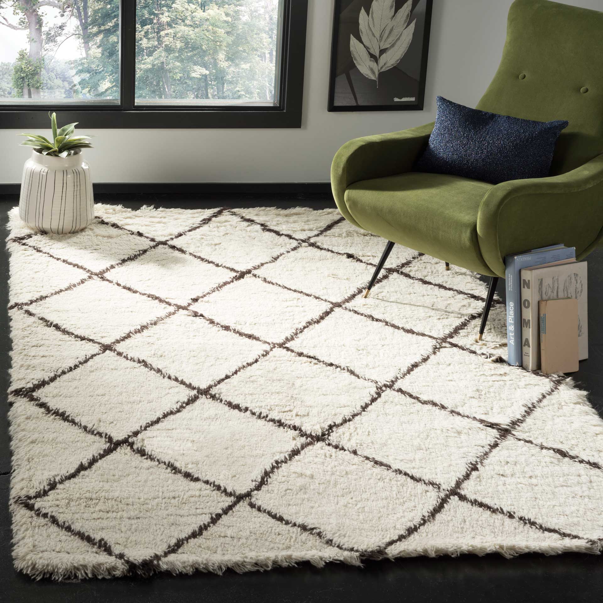 Flokati Shag Ivory/Brown Area Rug - Image 6