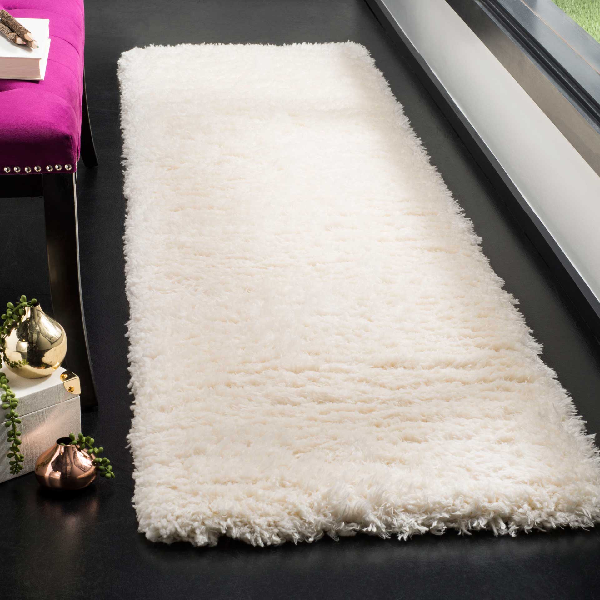 Flokati Shag Ivory Runner Rug - Image 2