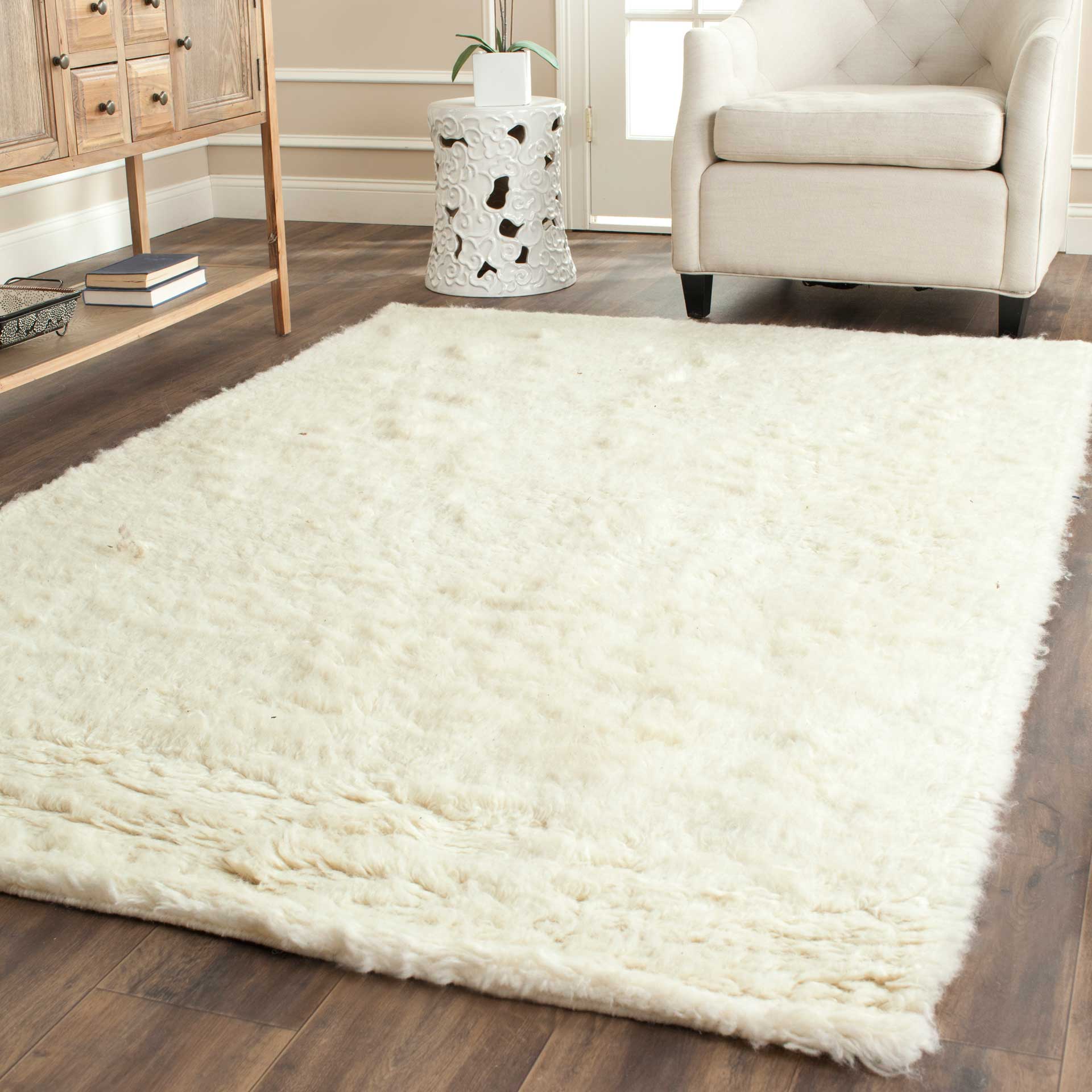 Flokati Shag Wool Ivory Area Rug - Image 7