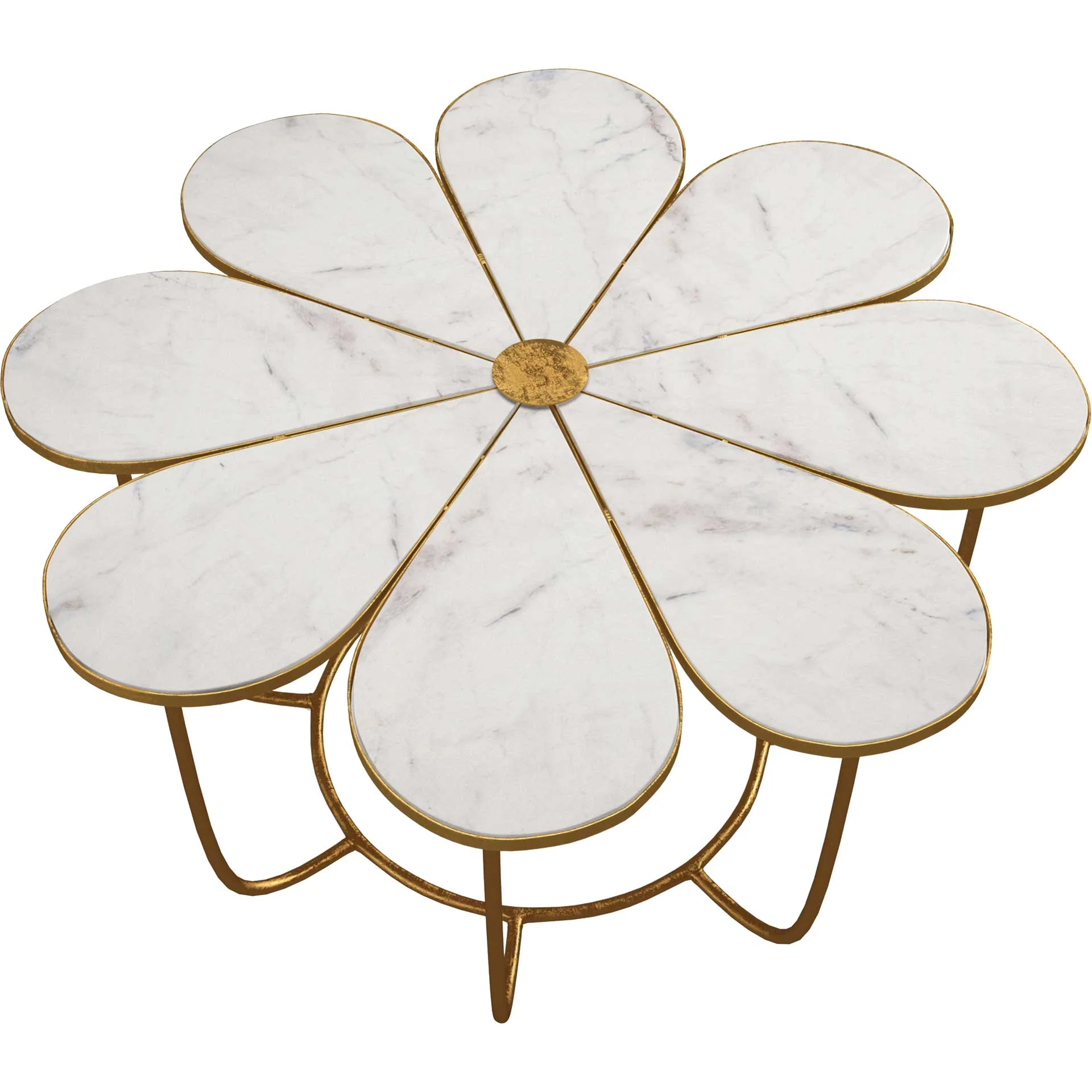 Floral Marble Cocktail Table White/Gold - Image 2