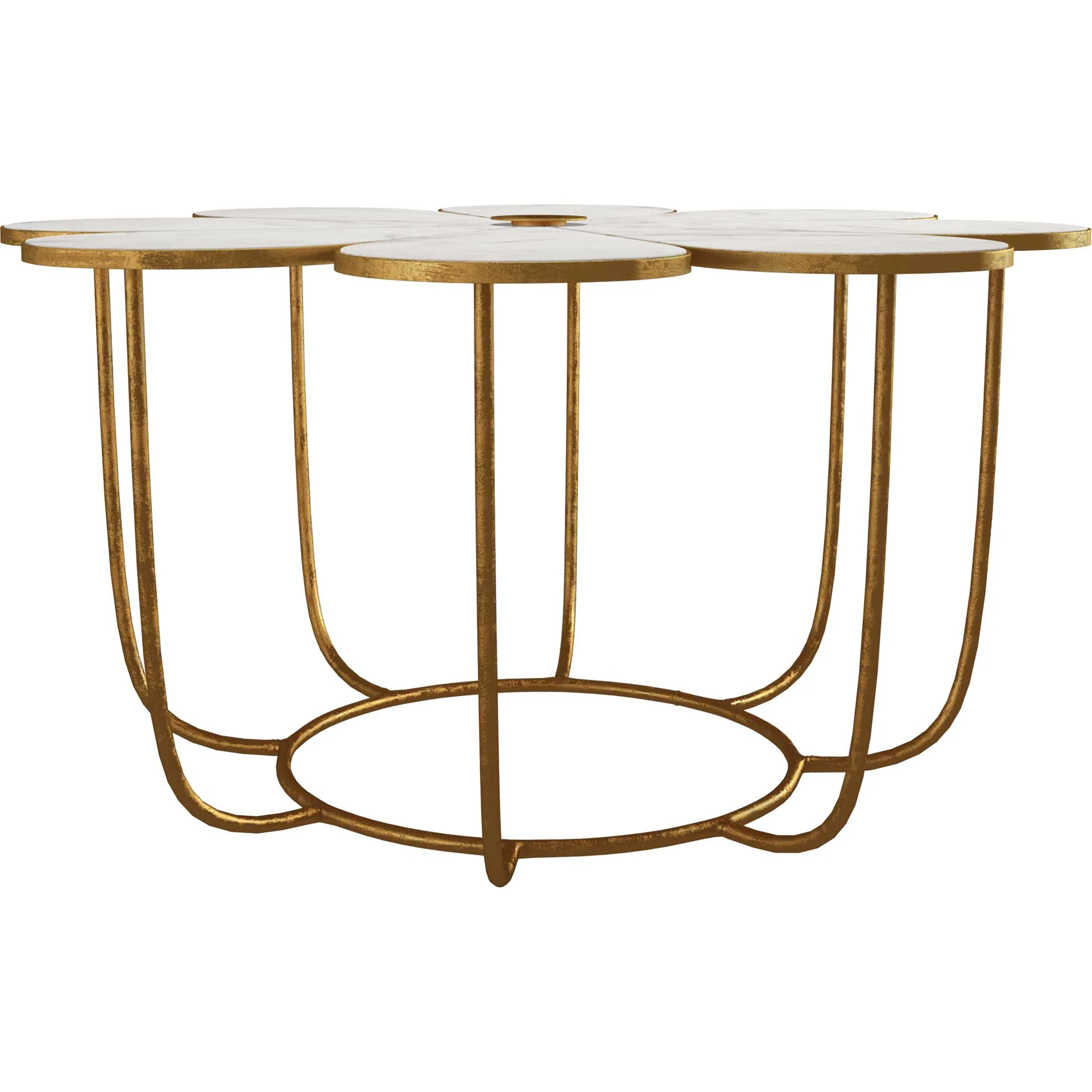 Floral Marble Cocktail Table White/Gold - Image 3