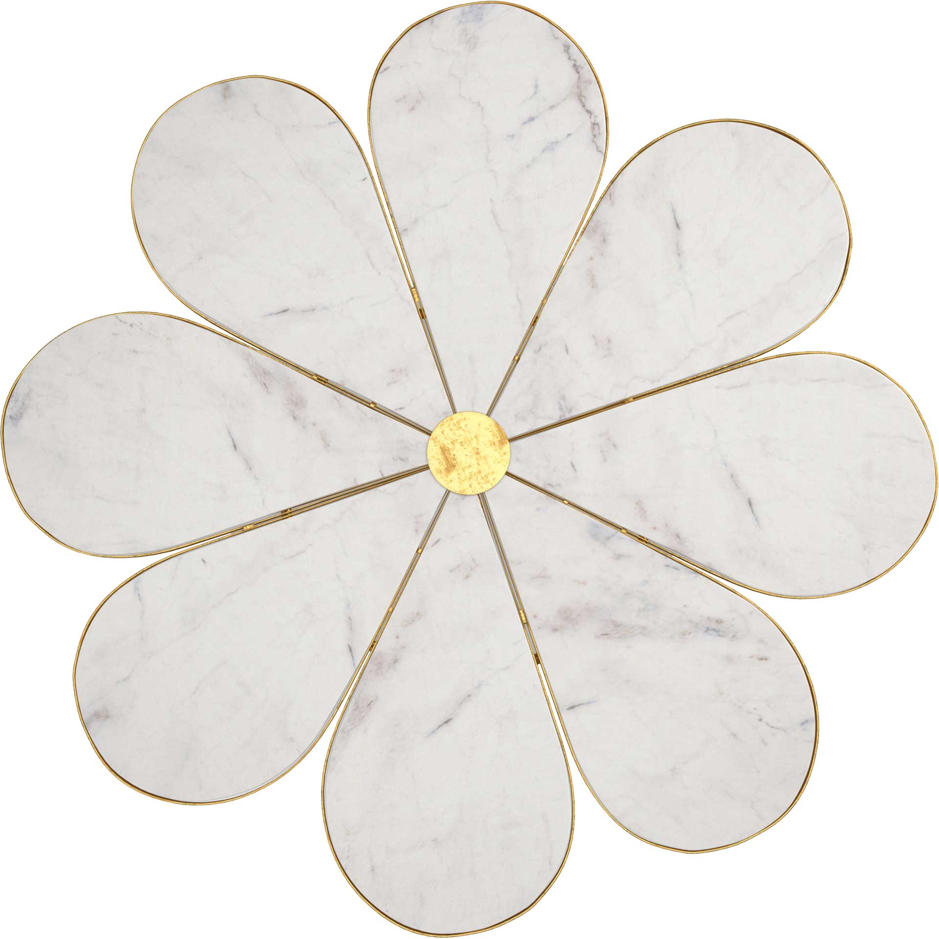 Floral Marble Cocktail Table White/Gold - Image 4