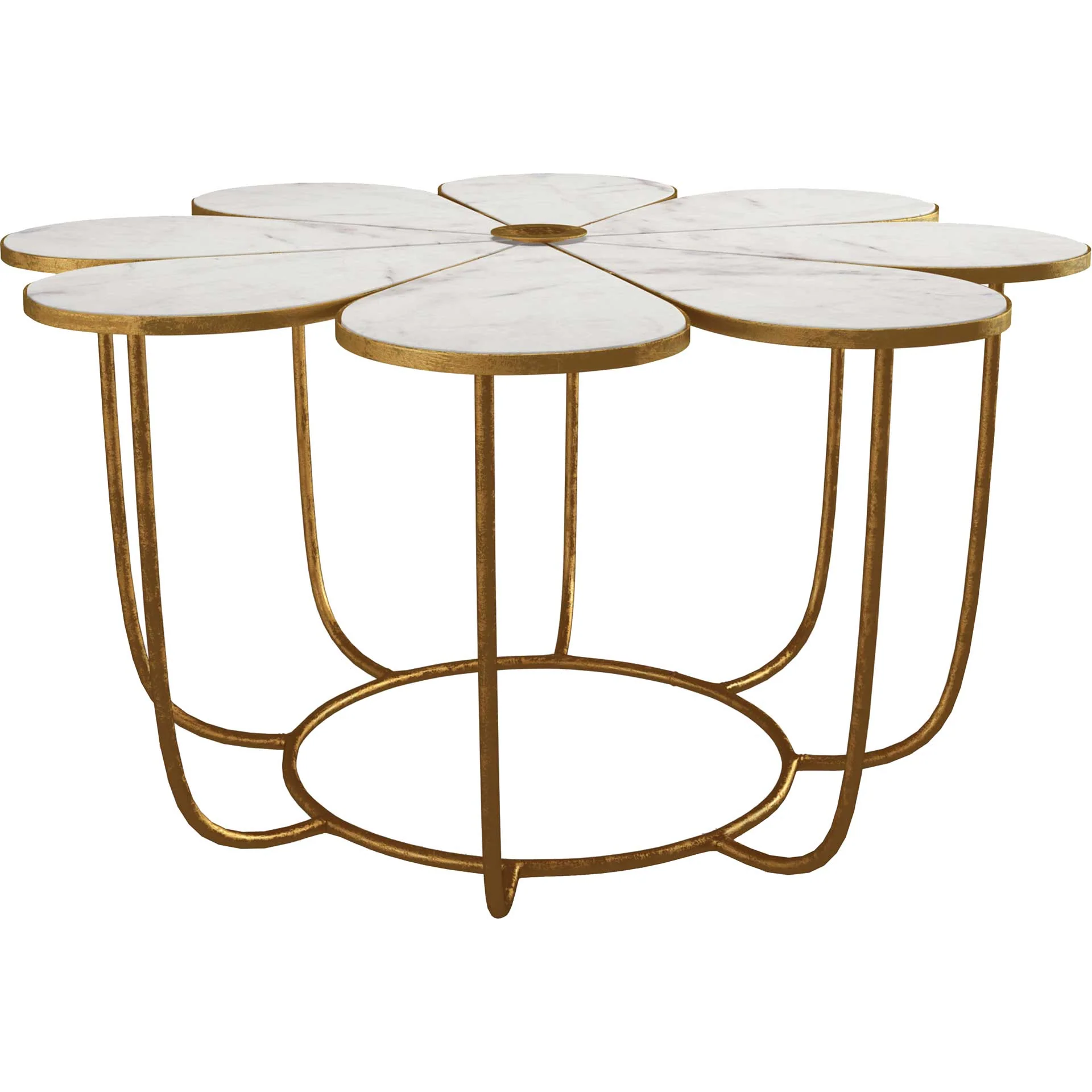Floral Marble Cocktail Table White/Gold - Image 5