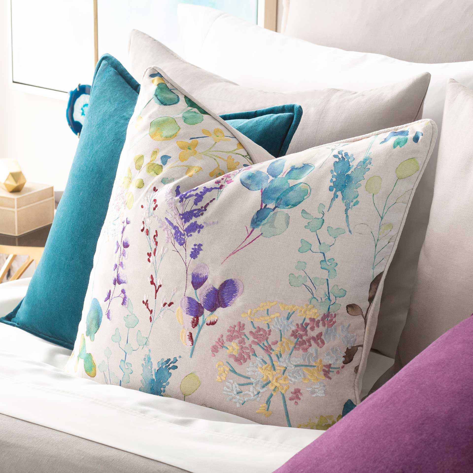 Florence Pillow Bright Yellow/Ivory/Aqua - Image 2