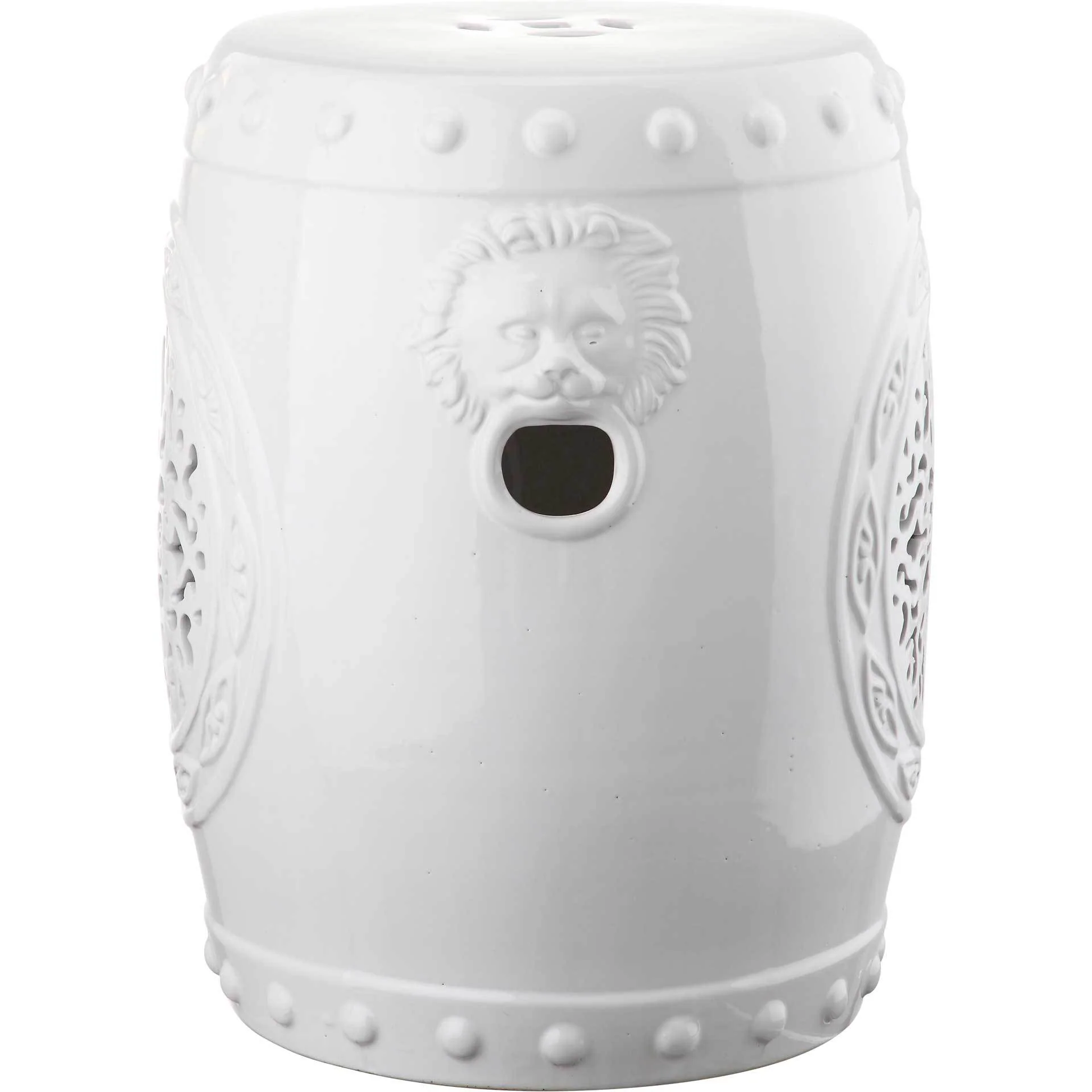 Florencia Drum Garden Stool Antique White - Image 2