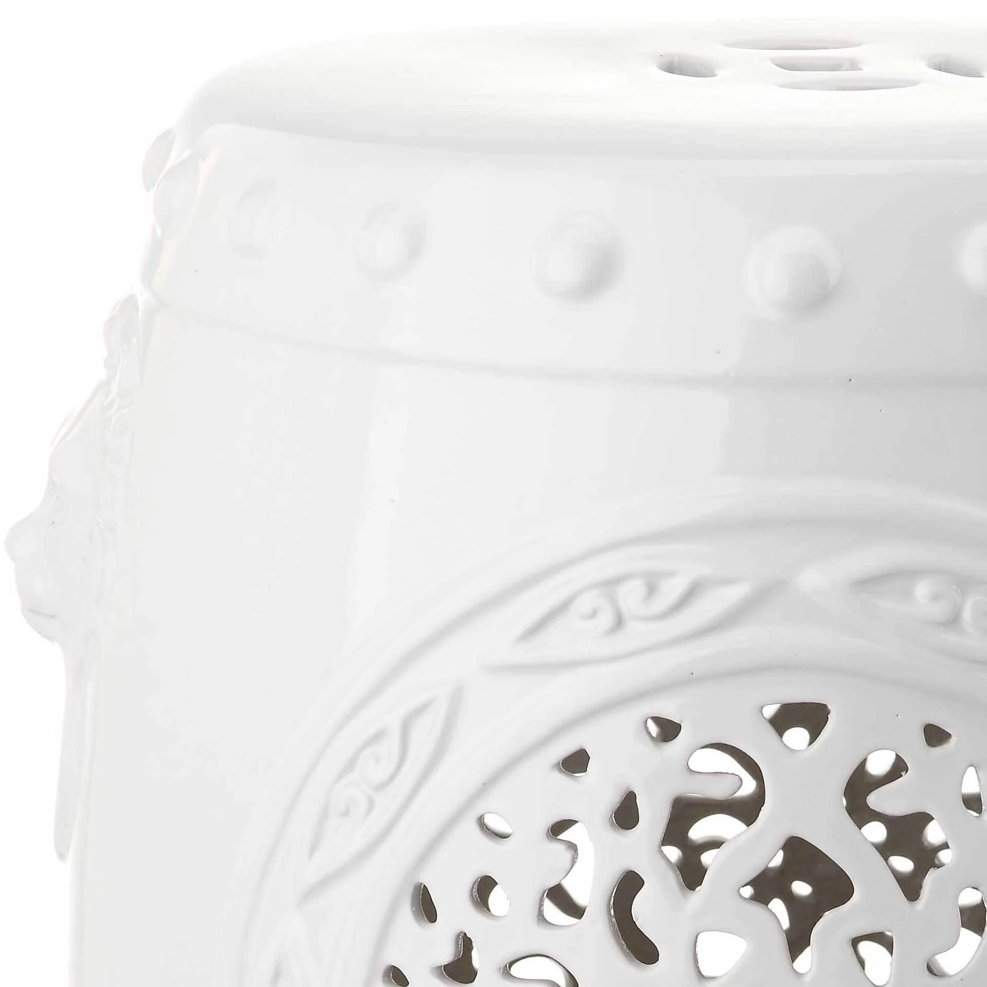 Florencia Drum Garden Stool Antique White - Image 3