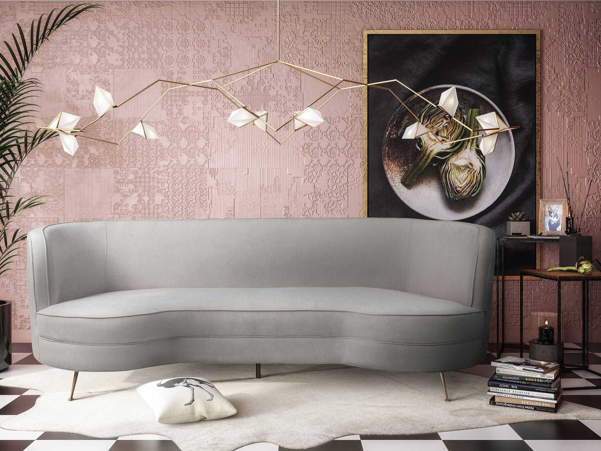 Flourish Chenille Sofa Cream - Image 7