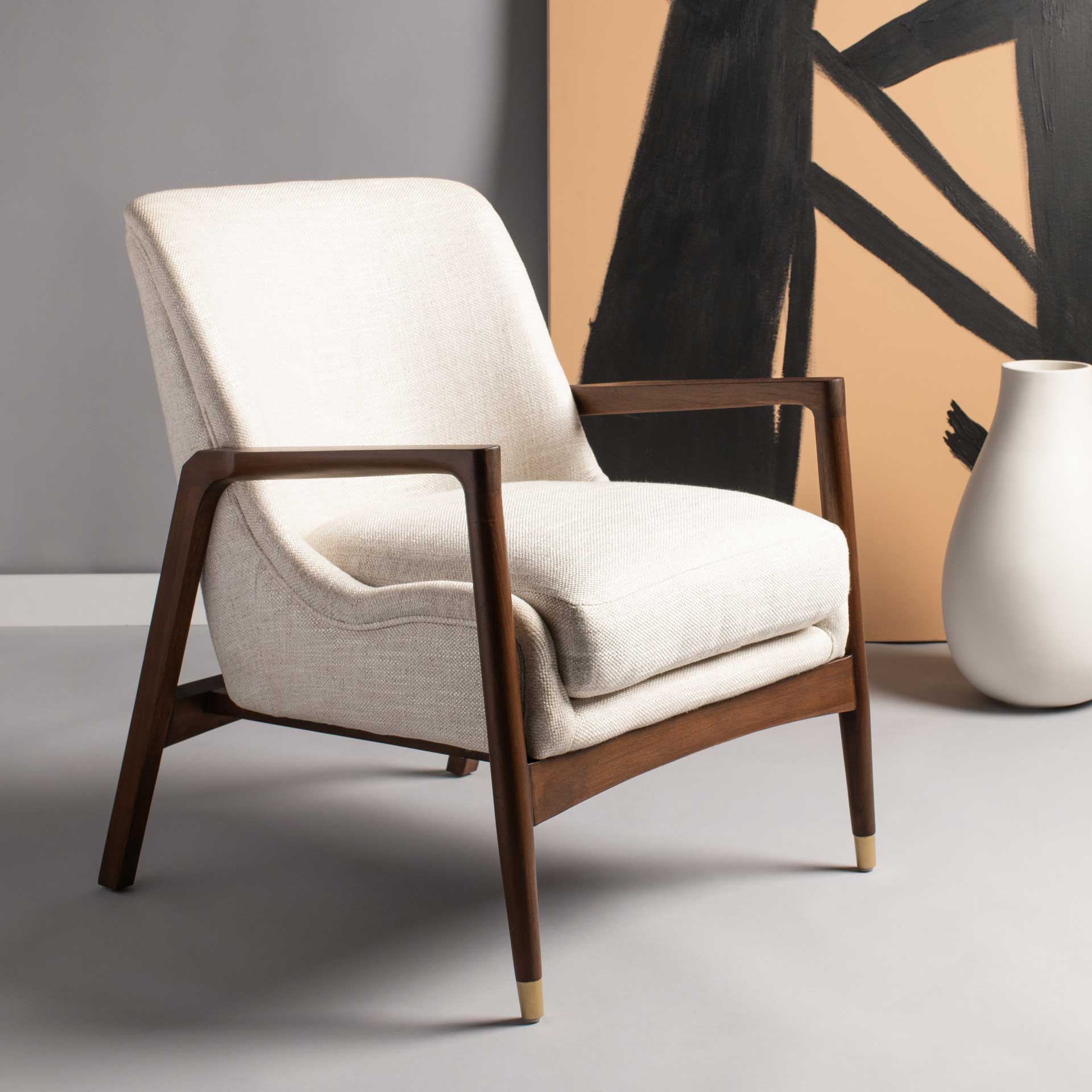 Flourish Mid-Century Accent Chair Cream - Image 7