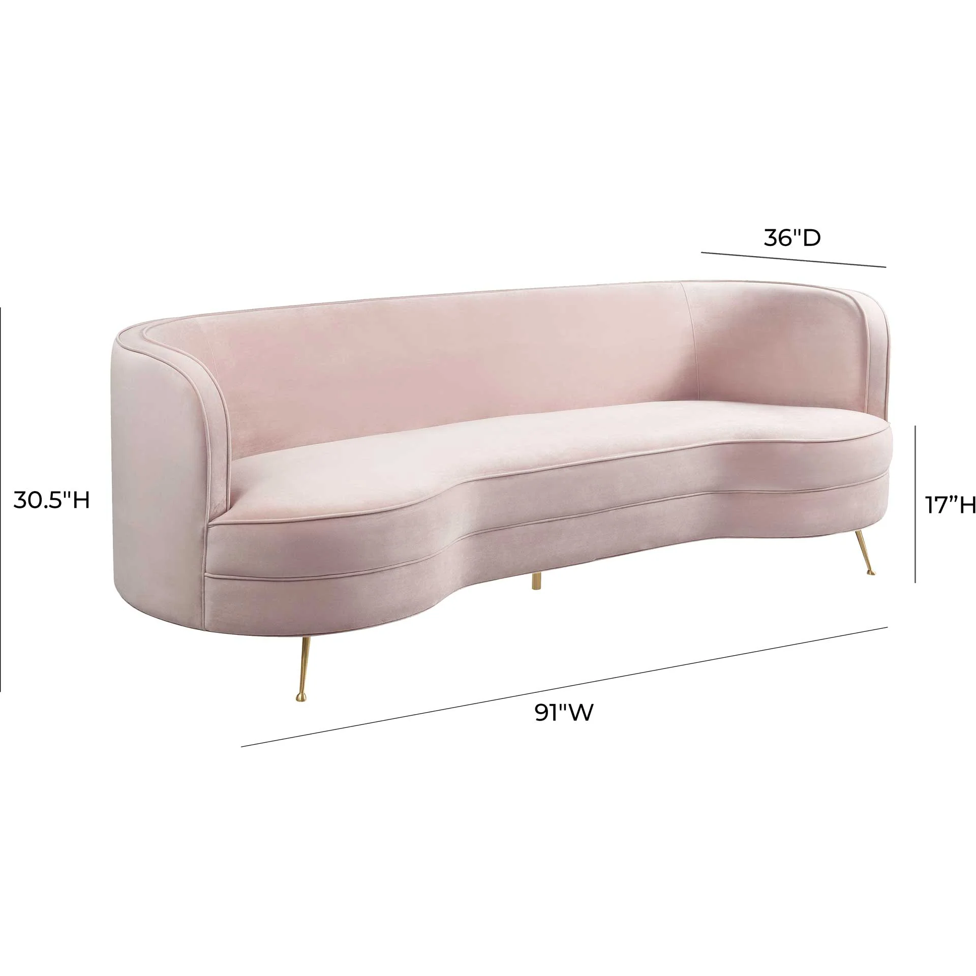 Flourish Velvet Sofa Blush - Image 5