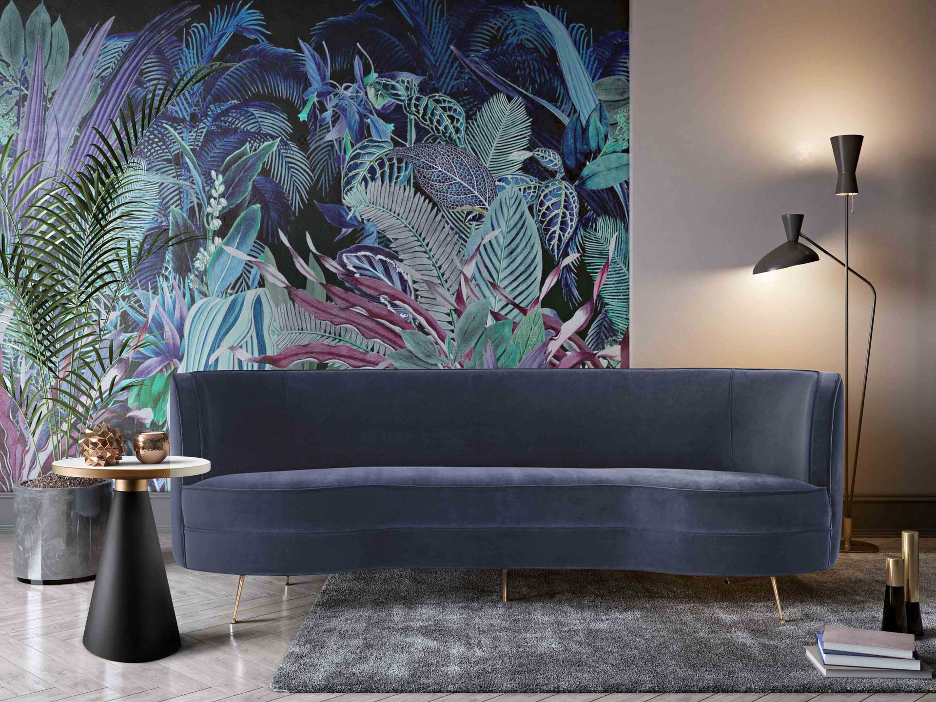 Flourish Velvet Sofa Dark Gray - Image 6