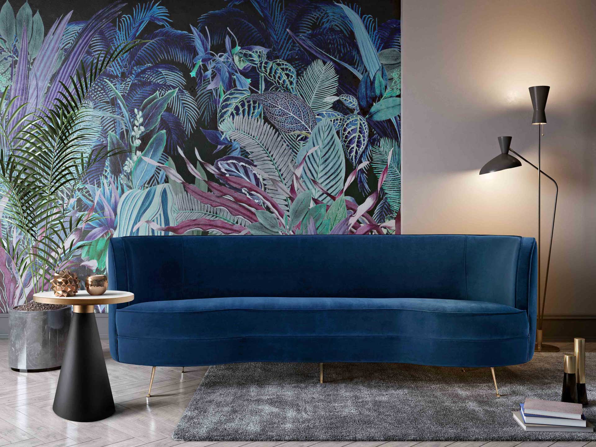 Flourish Velvet Sofa Navy - Image 7